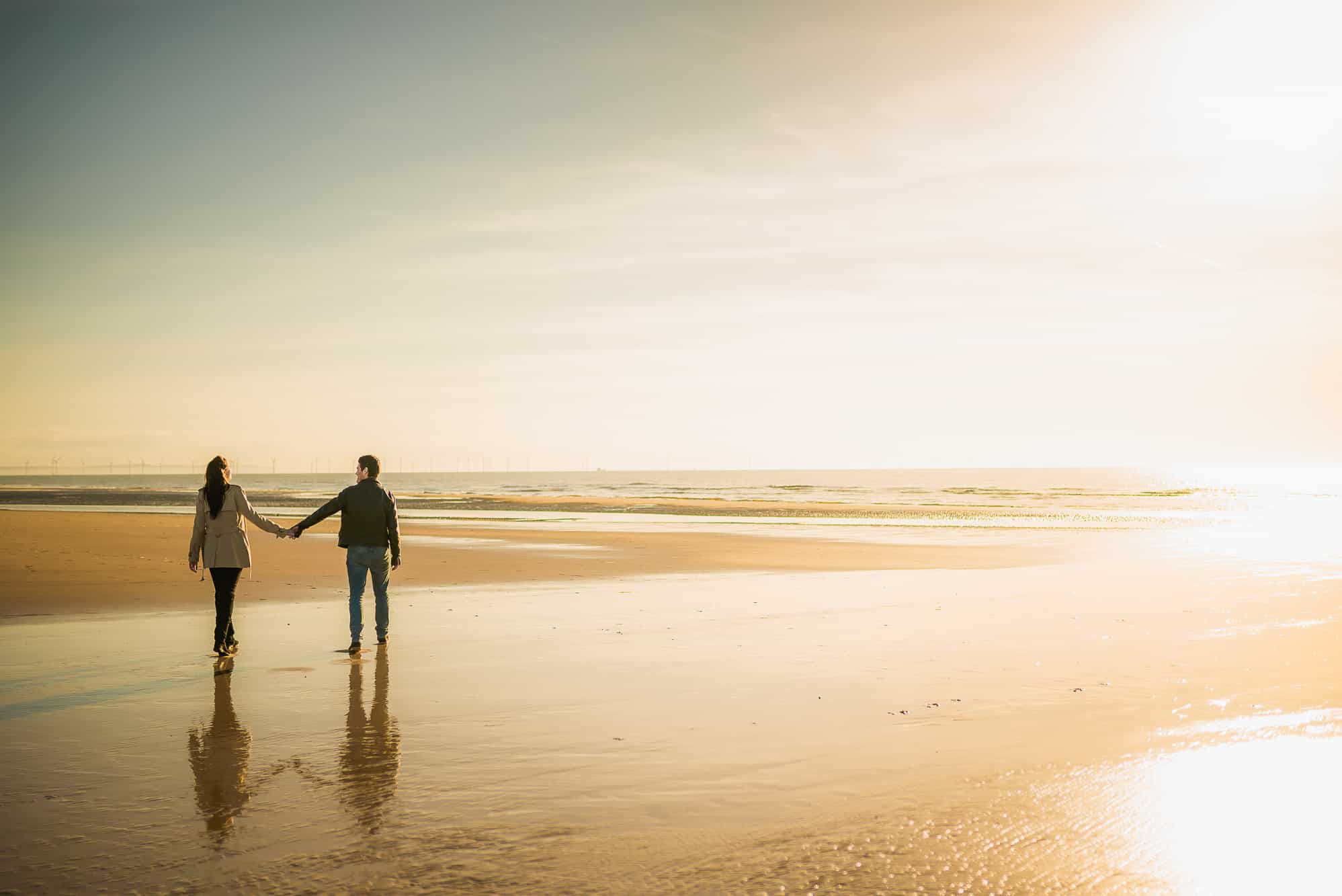 couple walking in sunset