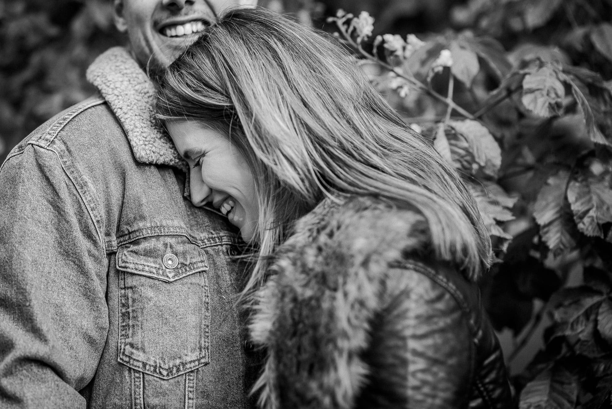 Lancashire Wedding Photography | Avenham Park Engagement Shoot | Pete & Laura 11 bride cuddling up close smiling