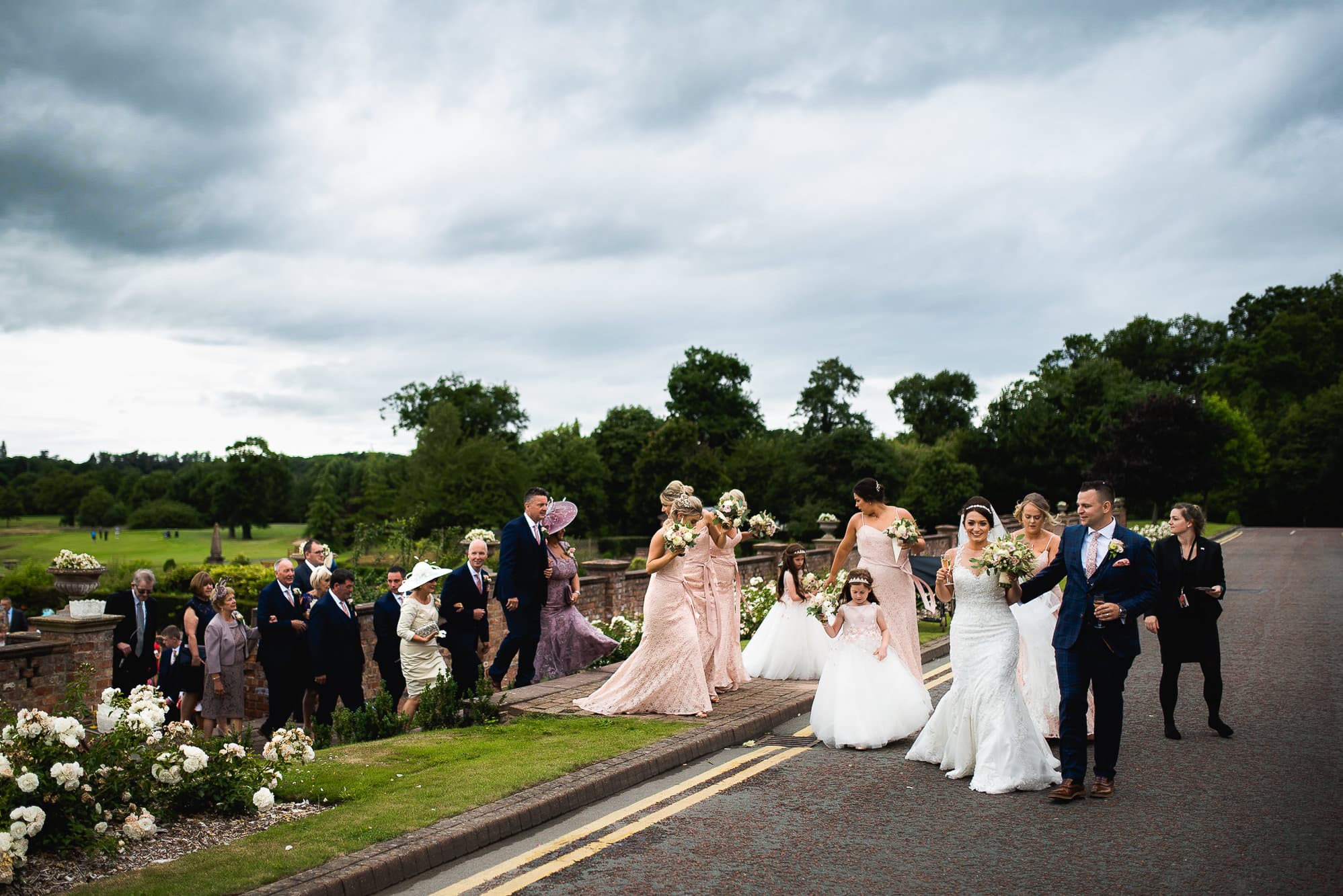Guests walking to reception drinks