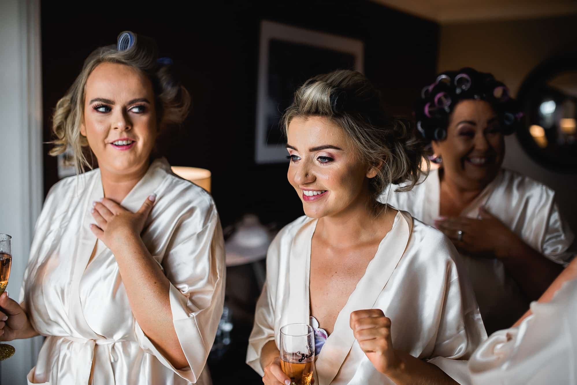 Bridal party getting ready