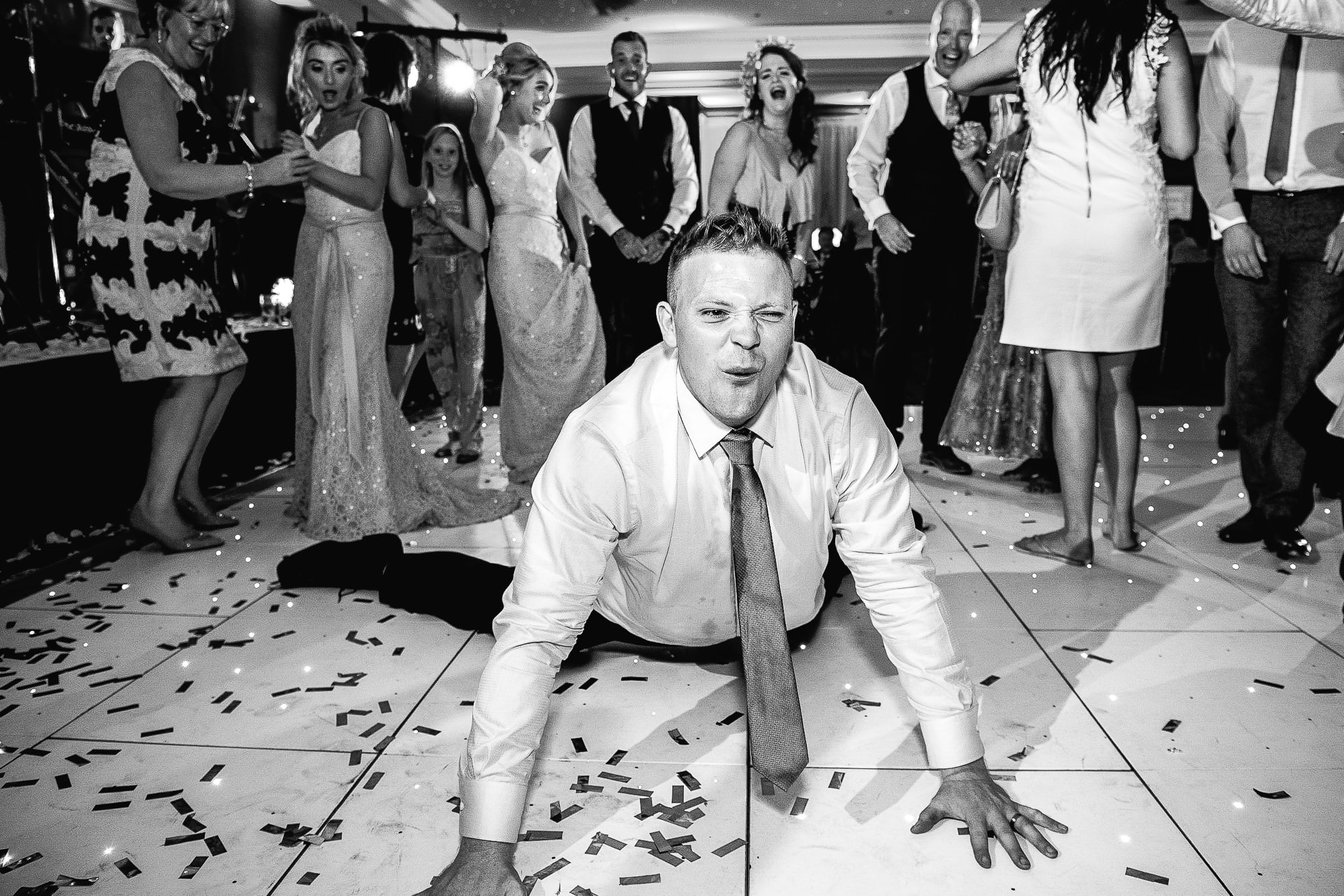 Wedding guest dancing at Carden Park