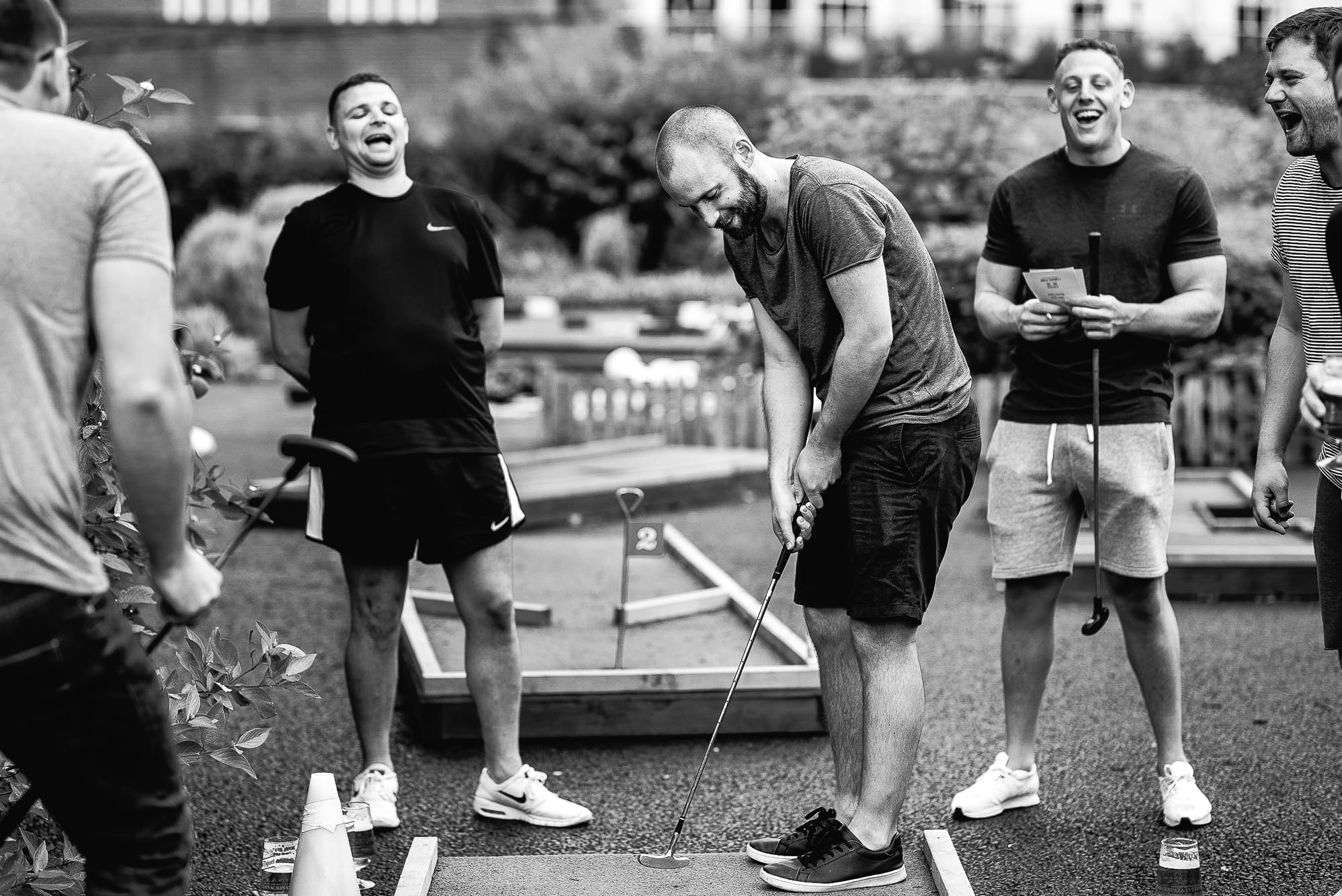 Crazy golf with ushers