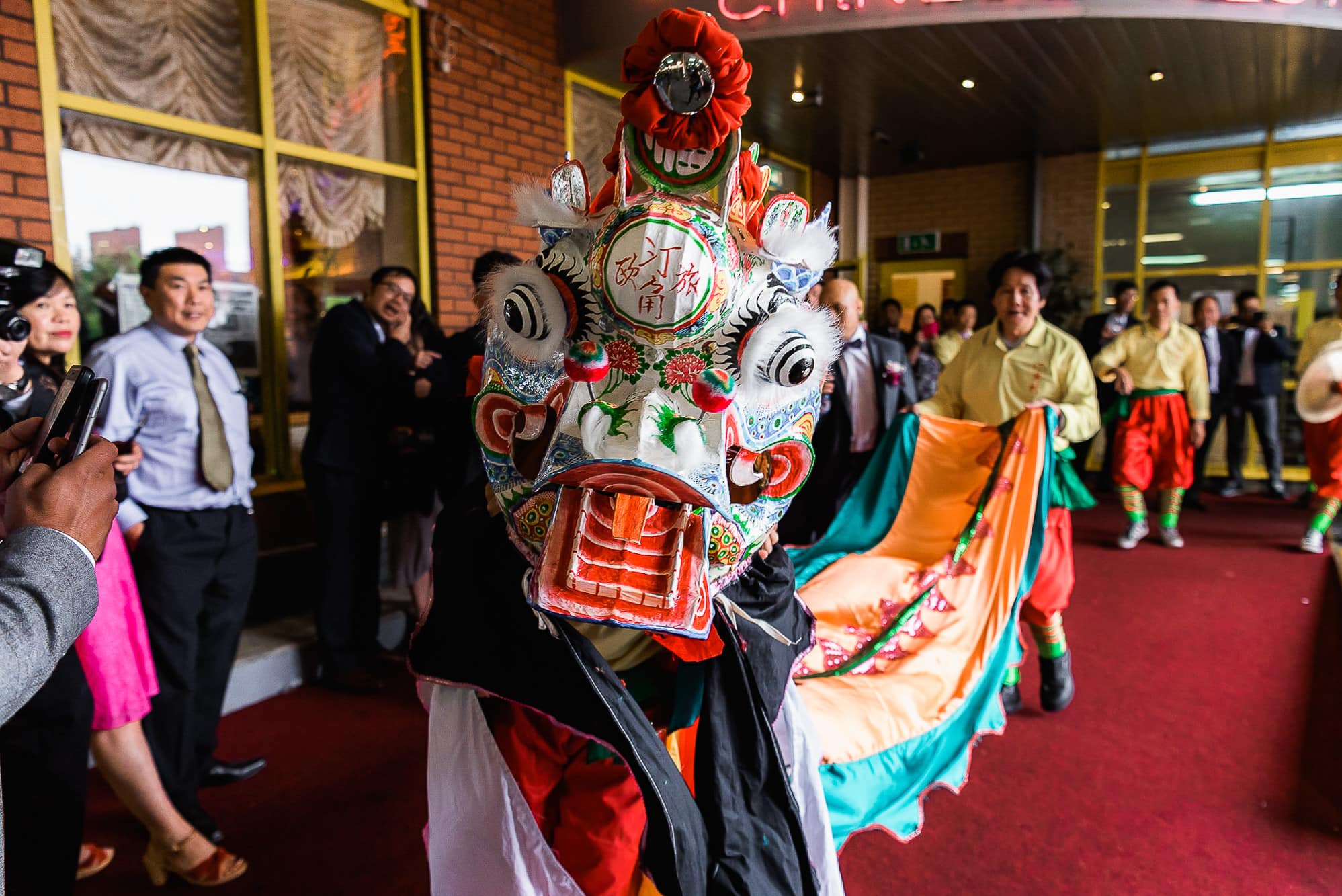 Chinese Wedding Photography | Manchester | Ray & Julie 33 Unicorn Dance with dragon