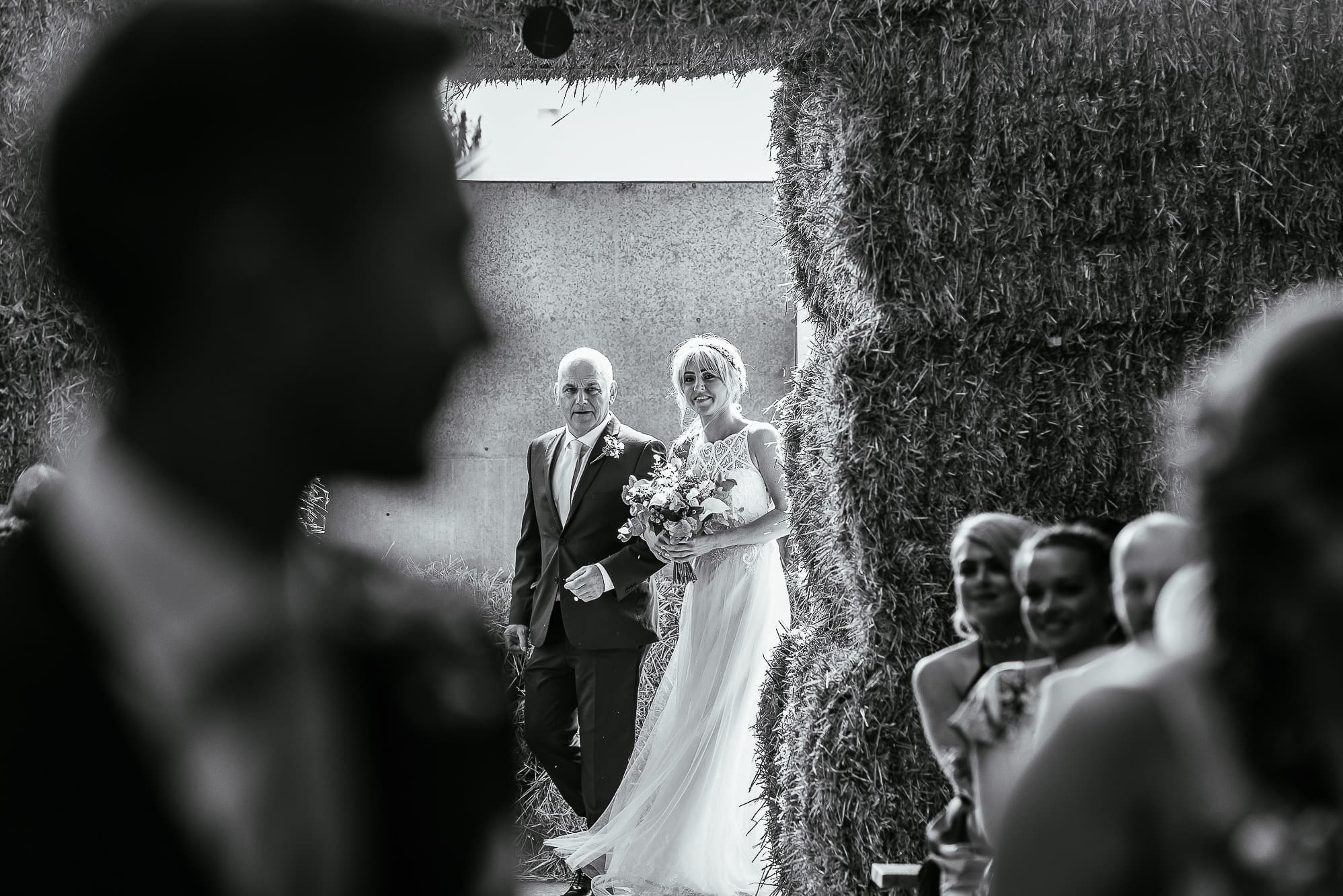 Bride walking down aisle