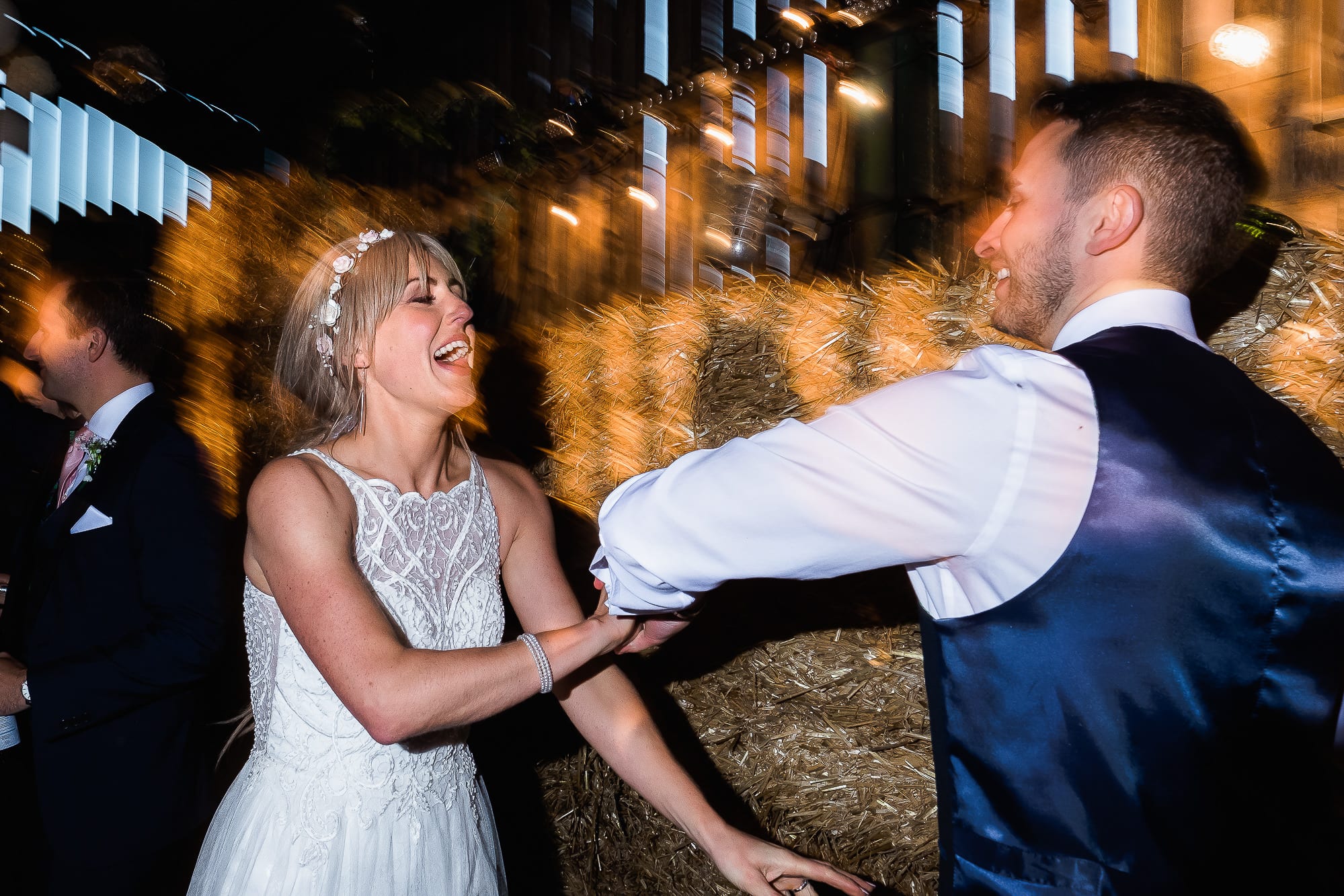 Bride and groom dancing