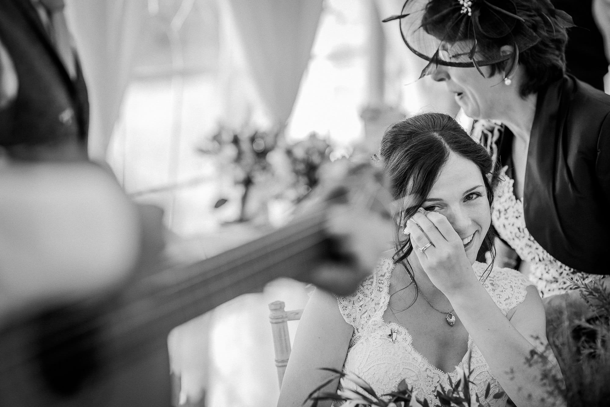 Bride crying during song