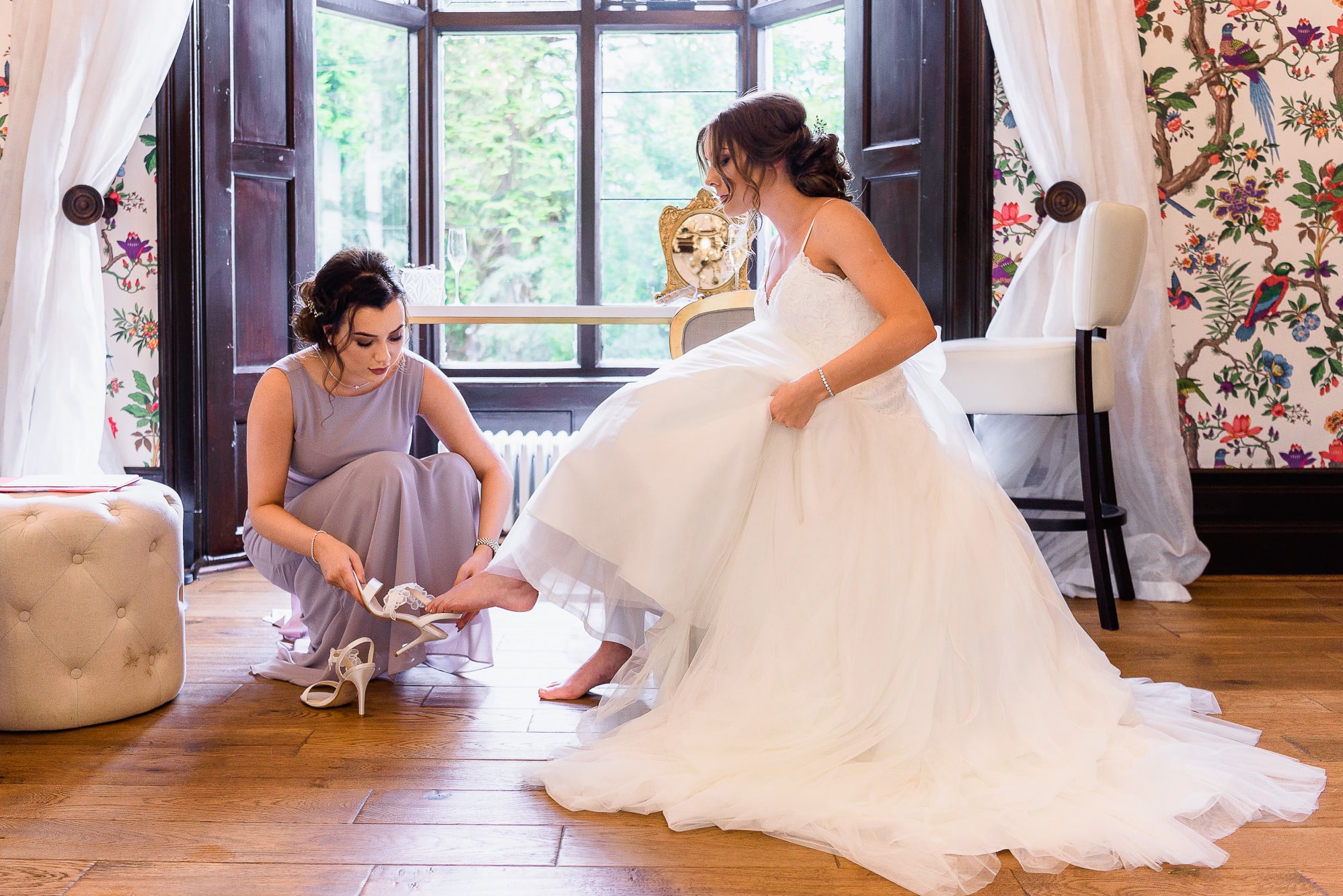 Tyn Dwr Hall Wedding Photography | Andy Griffiths Photography 12 Putting on her wedding shoes