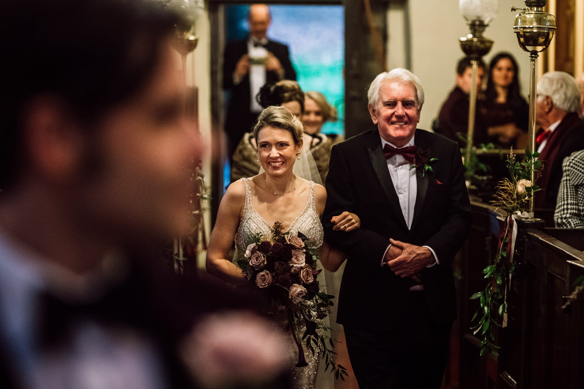 Bride and her dad walking down the aisle