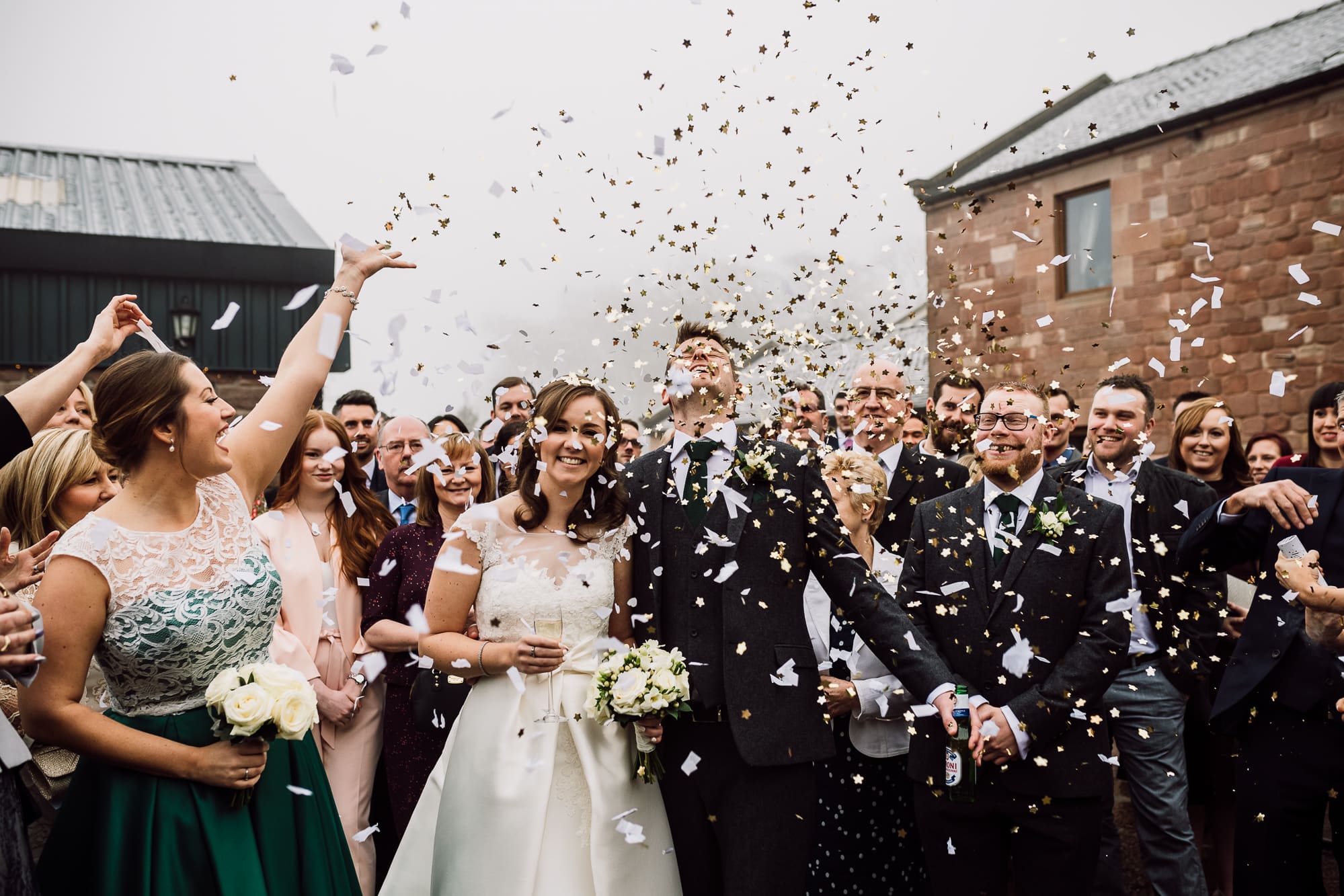 Winter Wedding Photography at Heaton House Farm 17 Confetti at Heaton House Farm