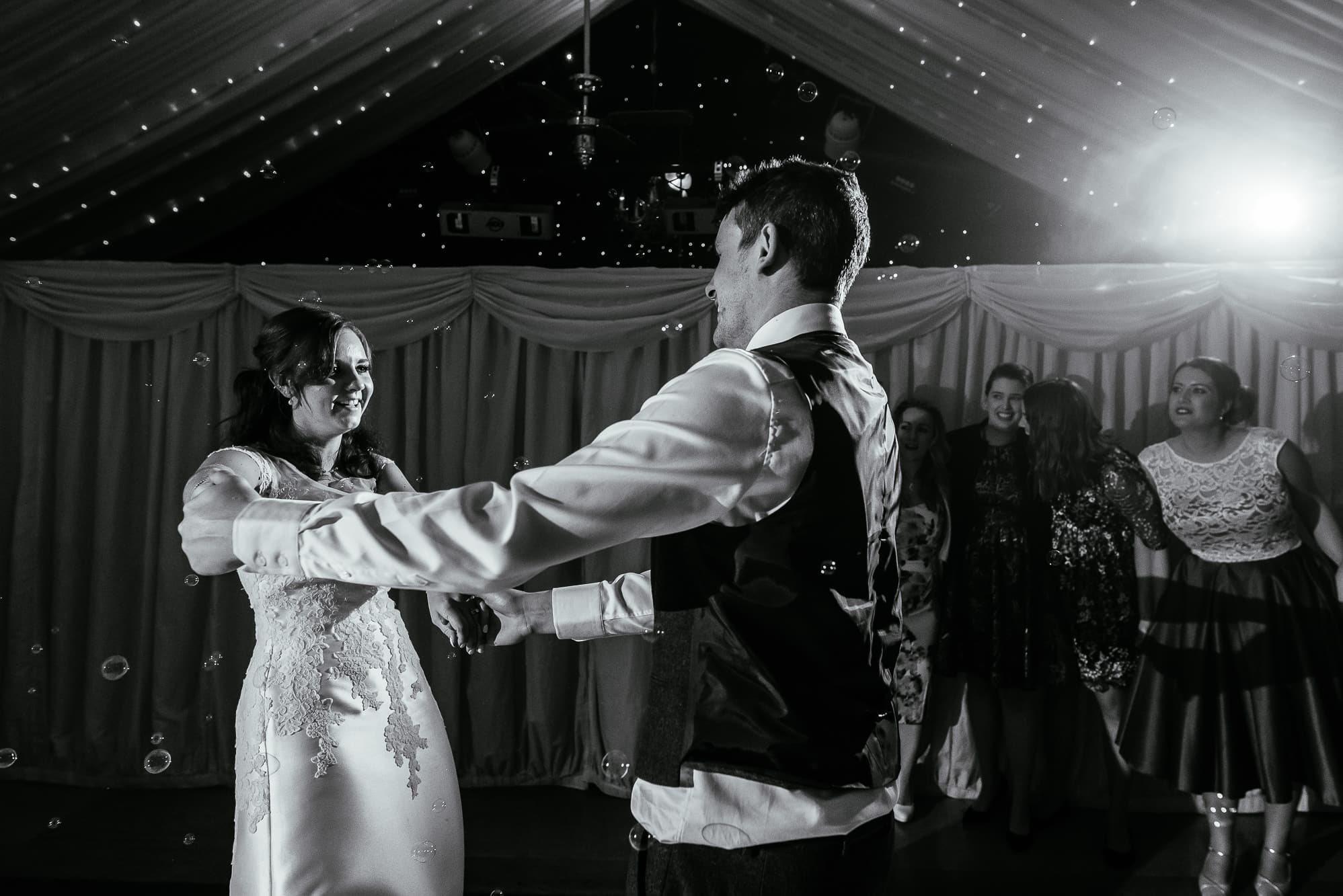 Winter Wedding Photography at Heaton House Farm 43 Bride and groom first dance at Heaton House Farm