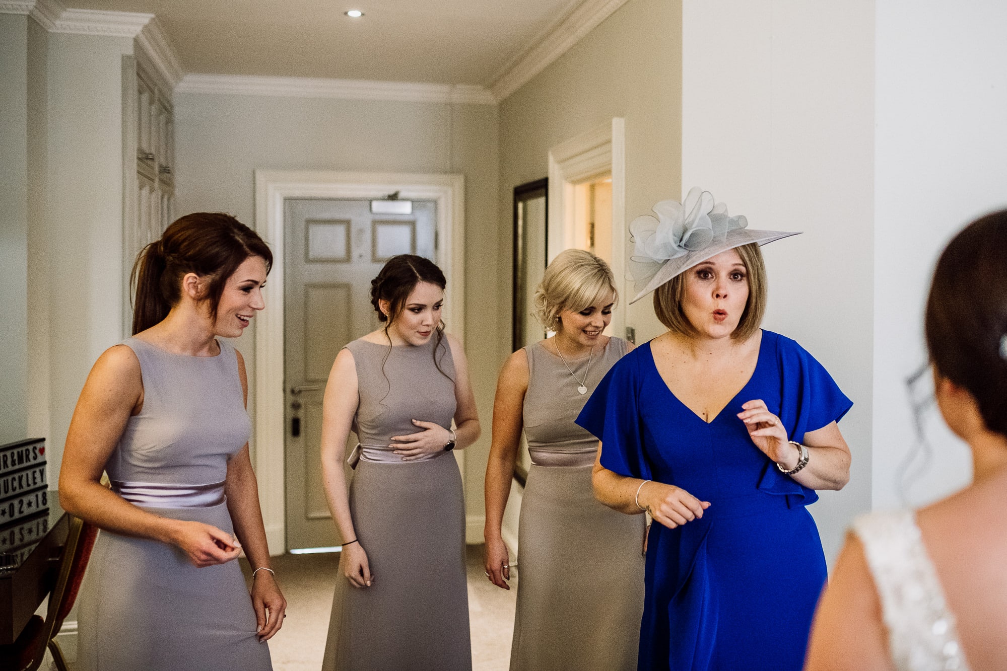 Crabwall Manor Wedding Photography | Mark & Beth 5 First look for the bridesmaids and the mother of the bride