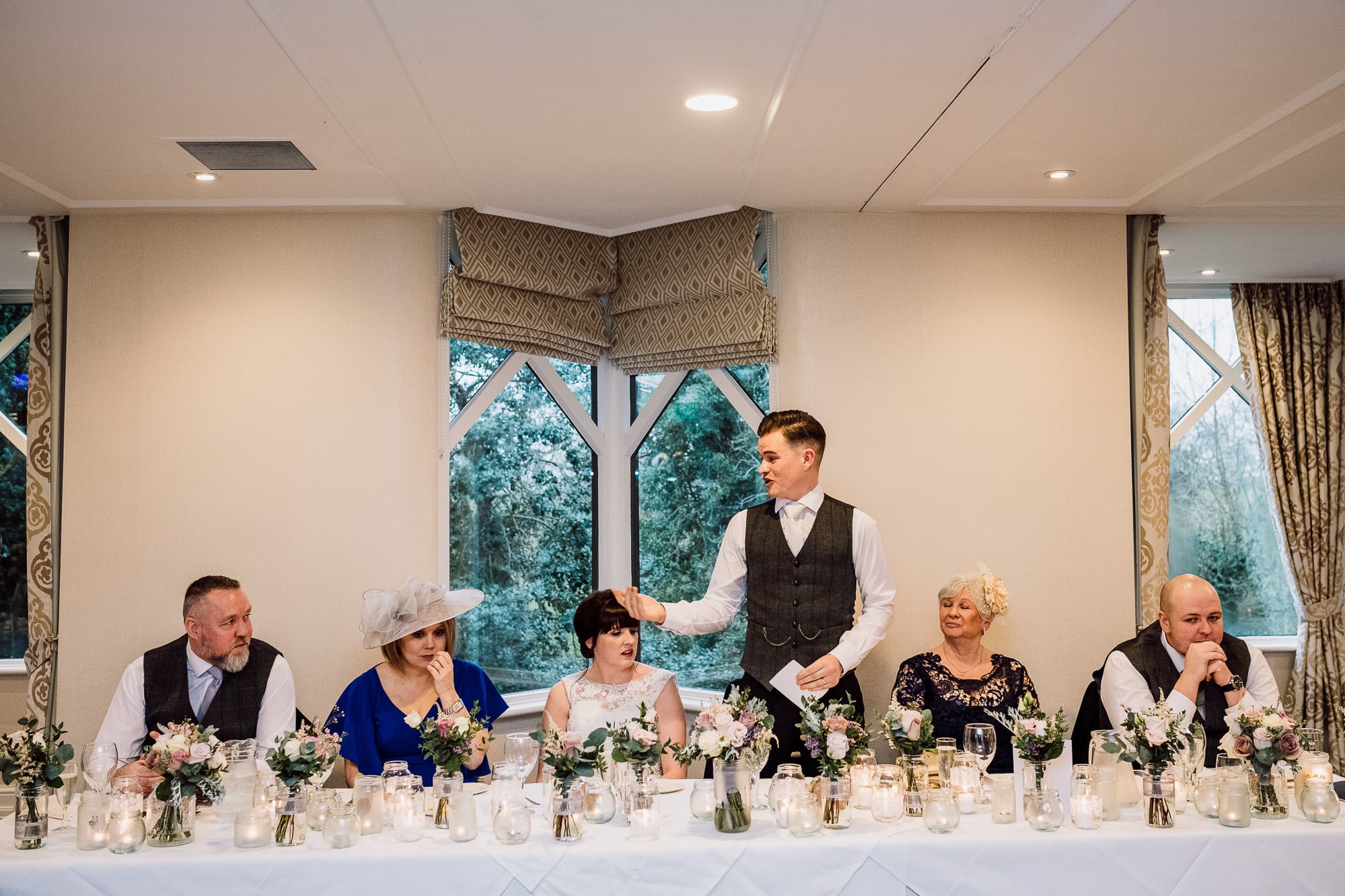 Crabwall Manor Wedding Photography | Mark & Beth 21 Grooms speech at Crabwall Manor