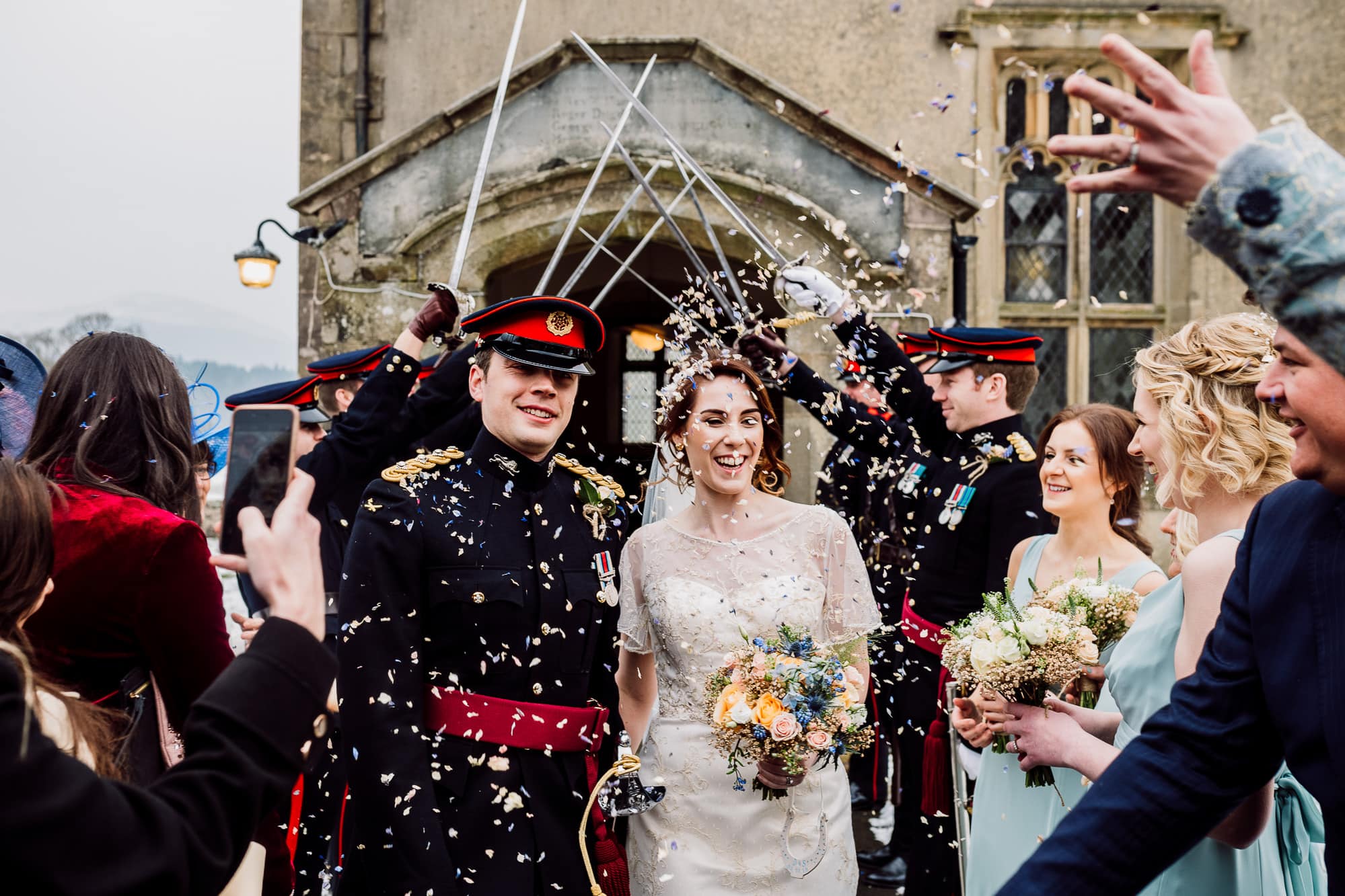 Confetti shot outside of the Inn at Whitewell