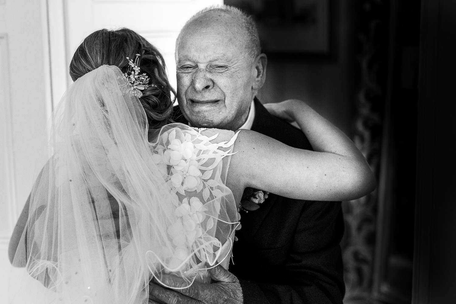 Bride hugging her grandad
