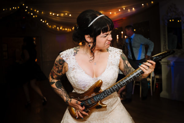 Bride on the dance floor at Eaves Hall