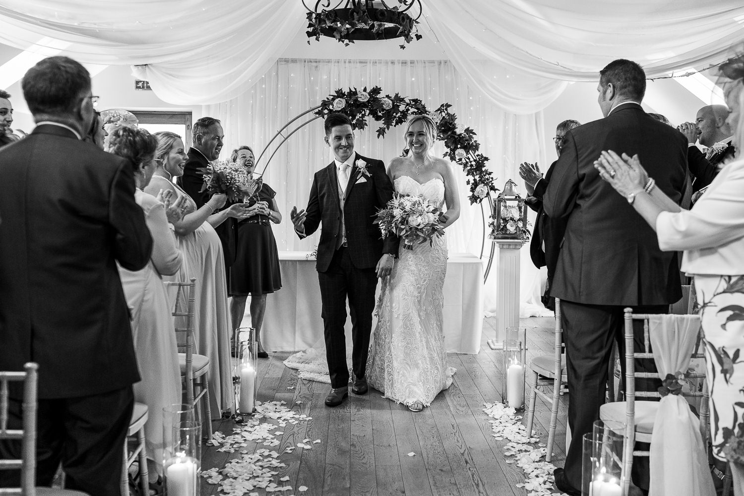 Couple walking down the aisle