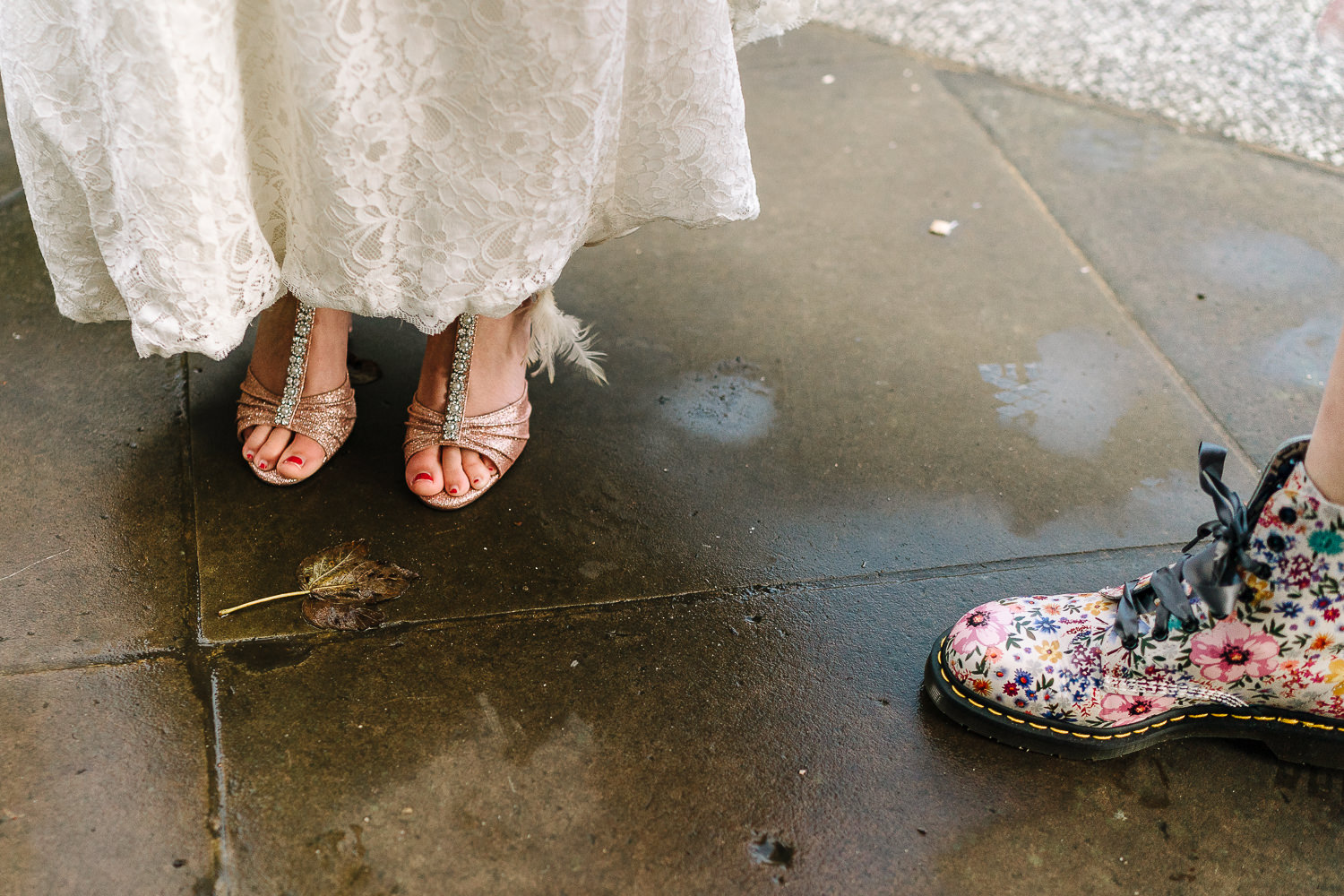 photo of the brides shoes and bridesmaids dr martins