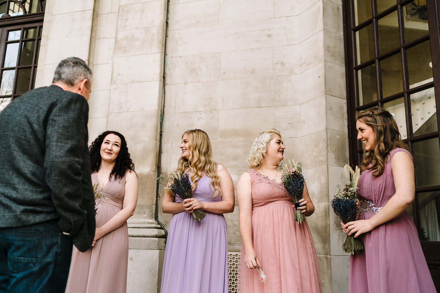 bridesmaids laughing