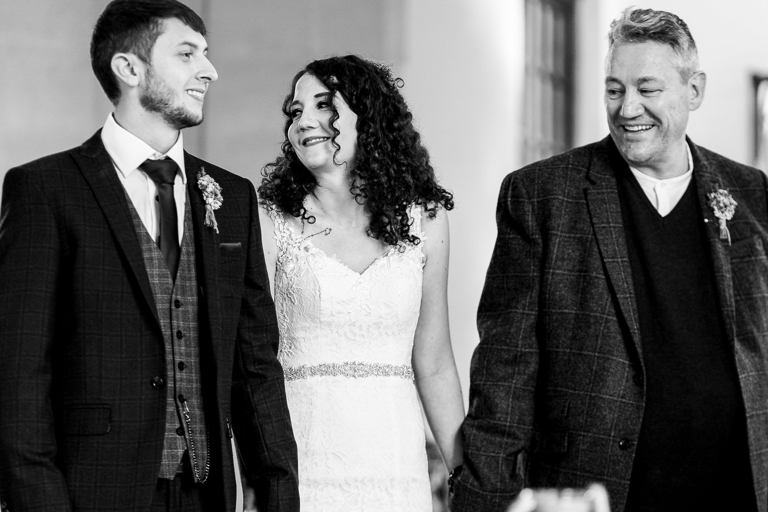 bride smiling with her dad