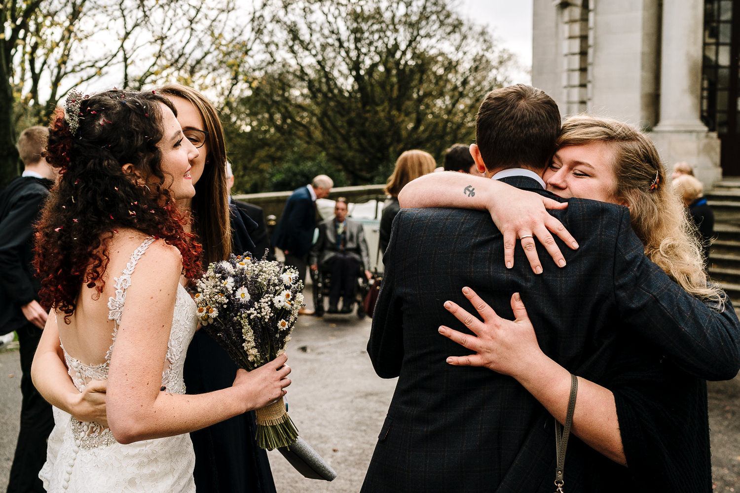 hugs from couples after the ceremony