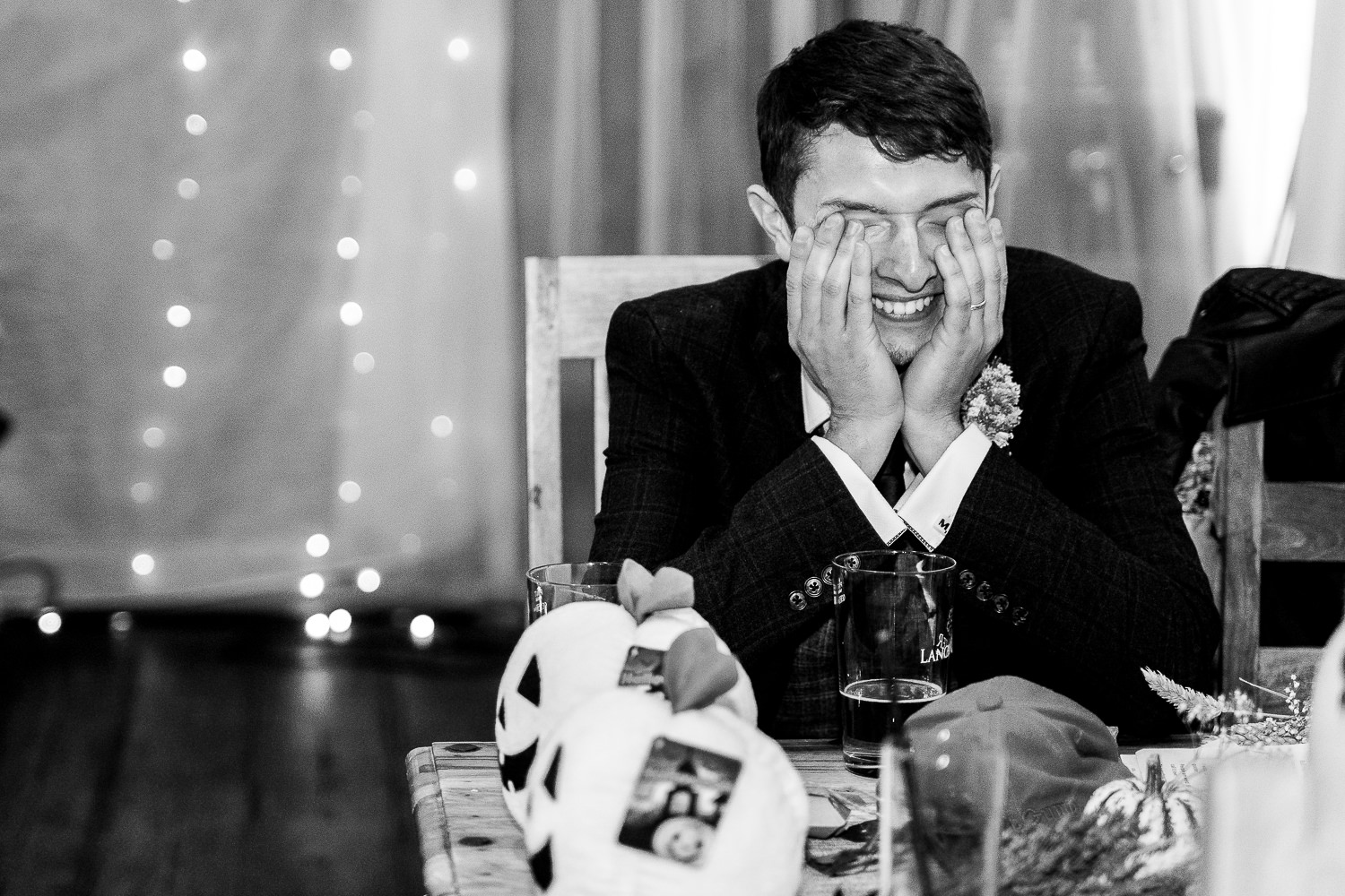 Groom reacting to batsman speech