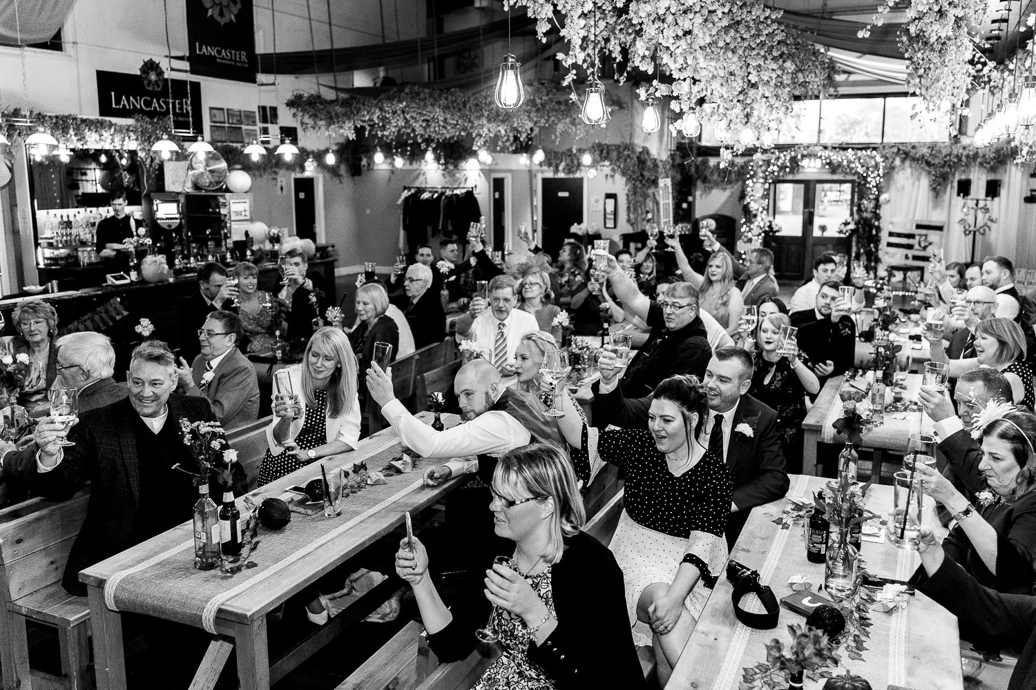 Guests toasting at Lancaster Brewery