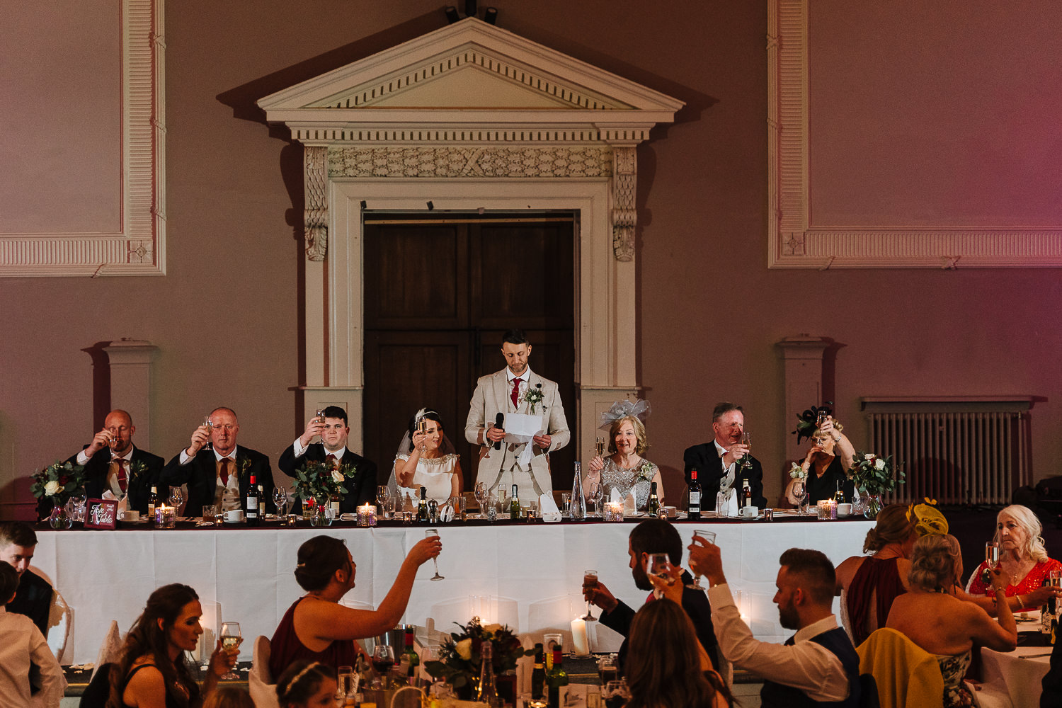 whole room shot for groom speech