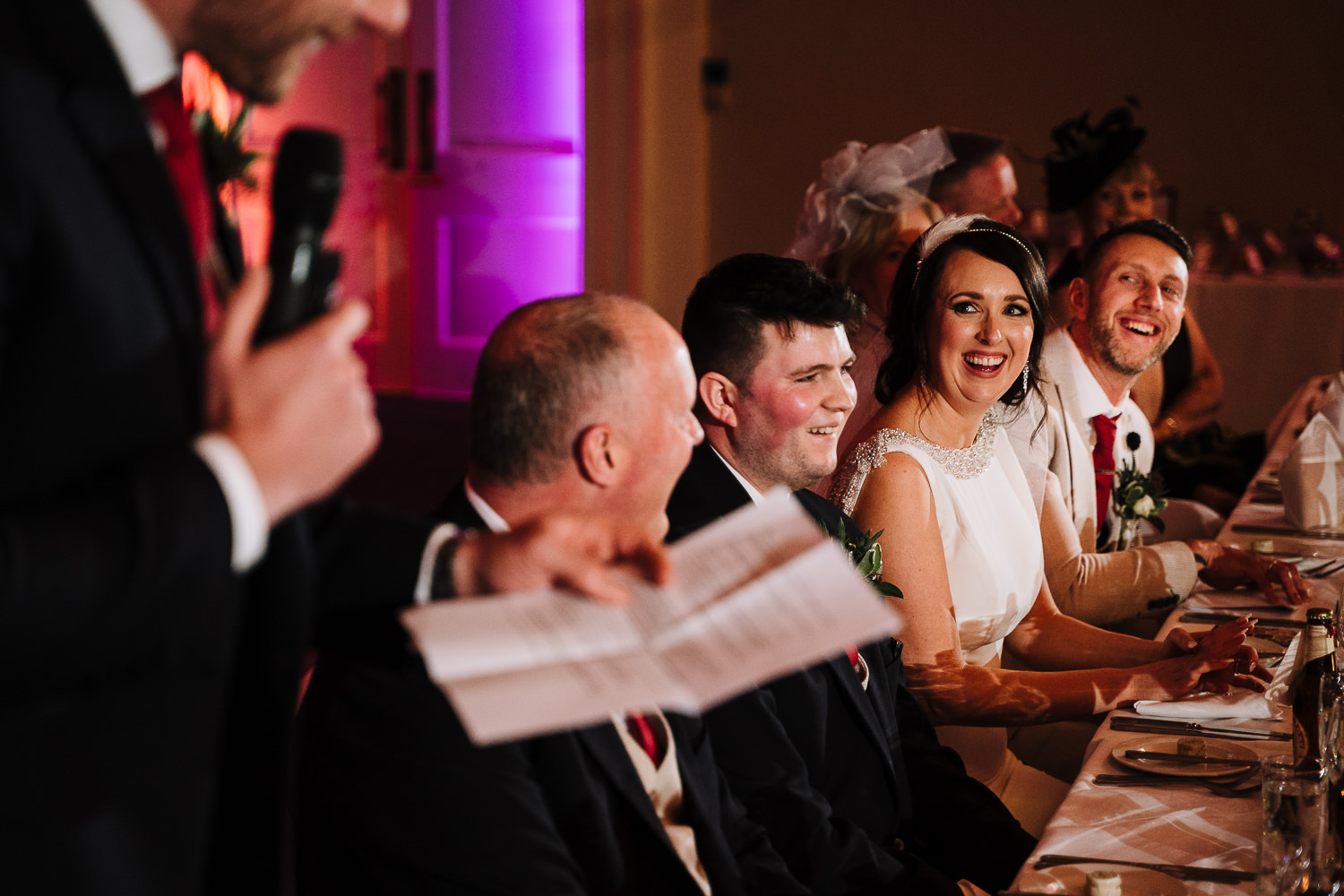 Best man speech looking on to bride