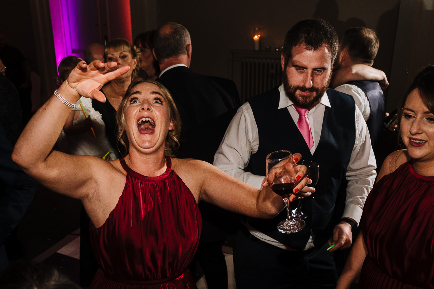 bridesmaid dancing at the Courthouse