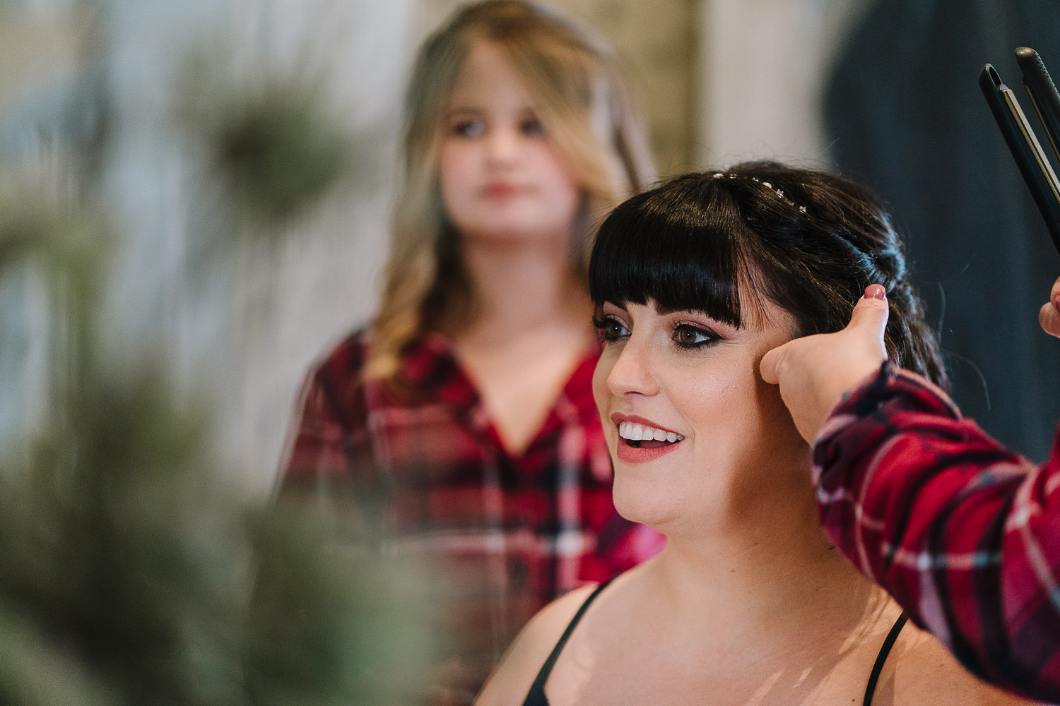 Bride having her hair done