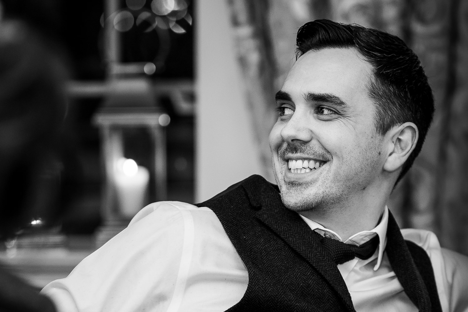 Guest laughing during speeches