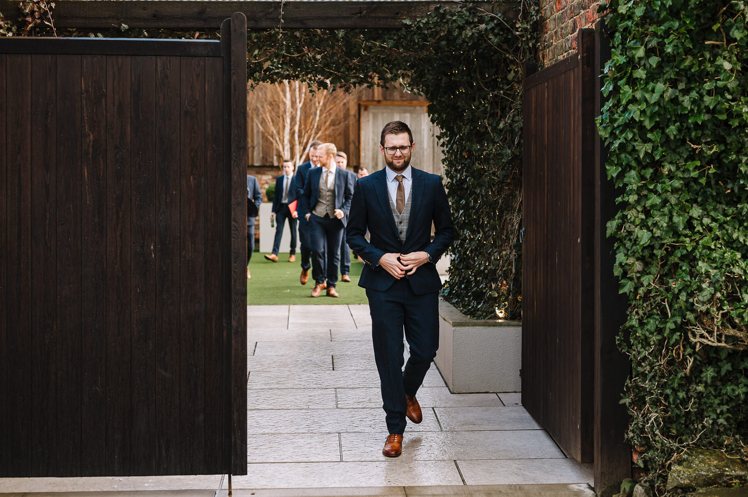 Groom arriving at the normans wedding venue