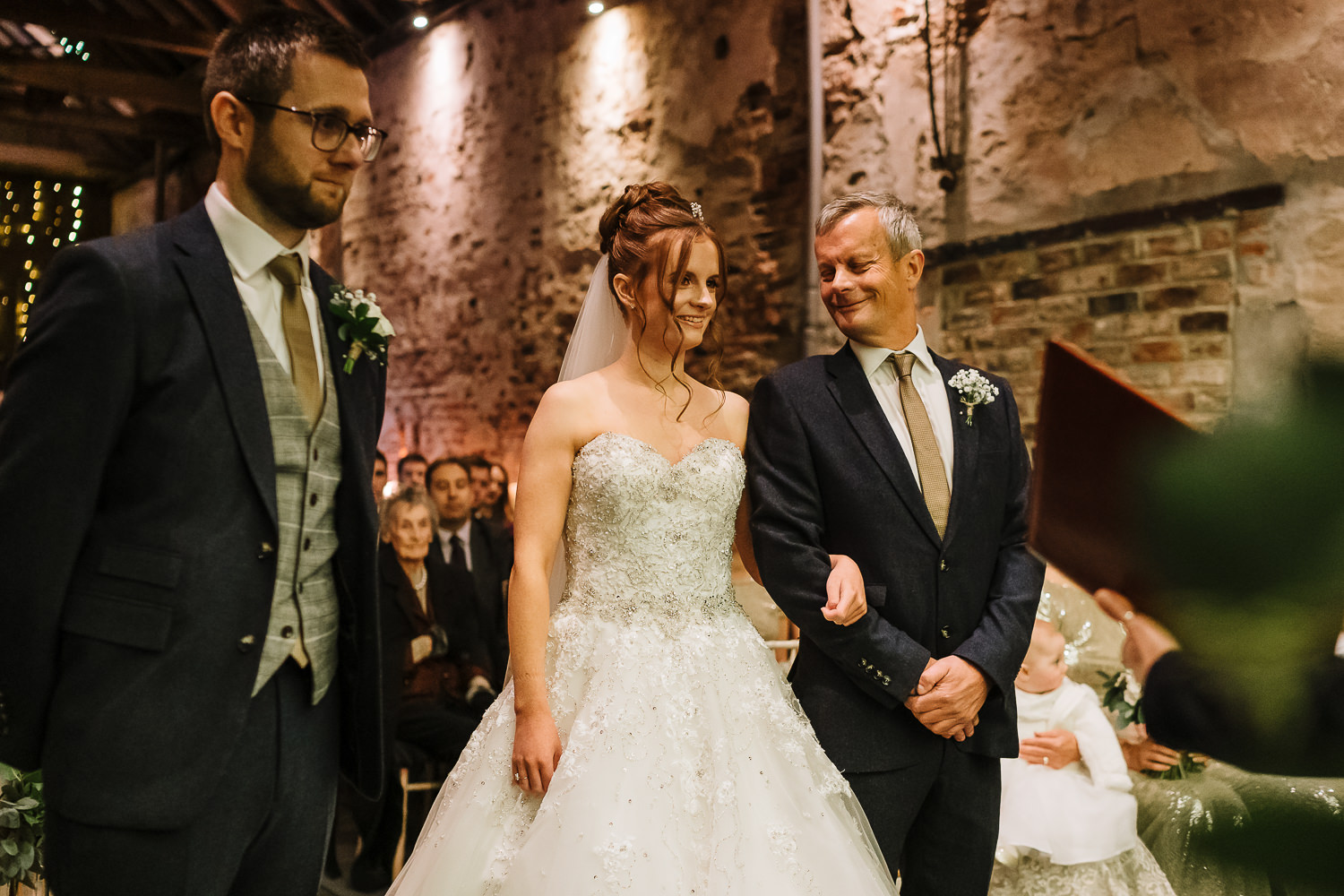 Bride looking at her dad