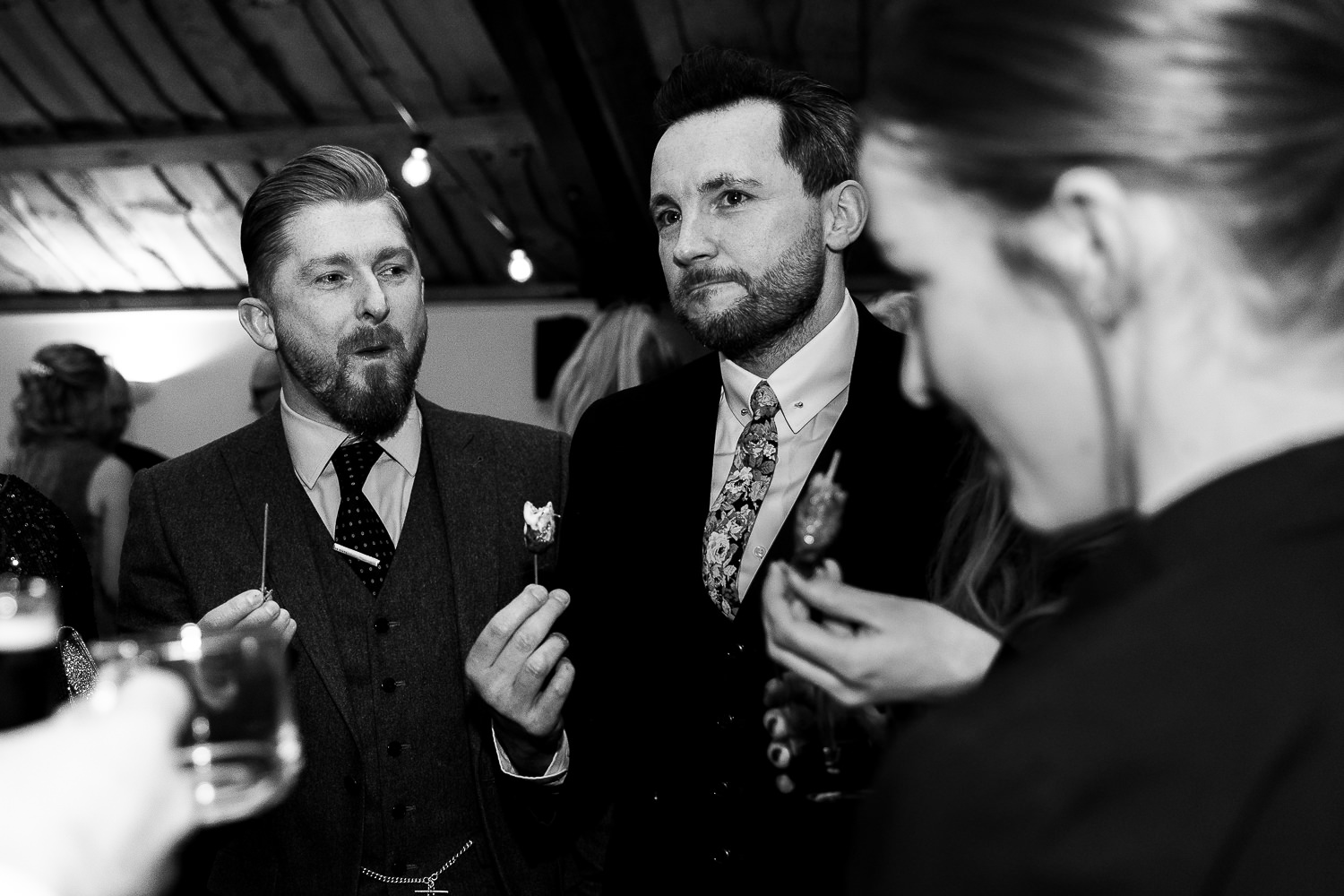 Guests eating canapes