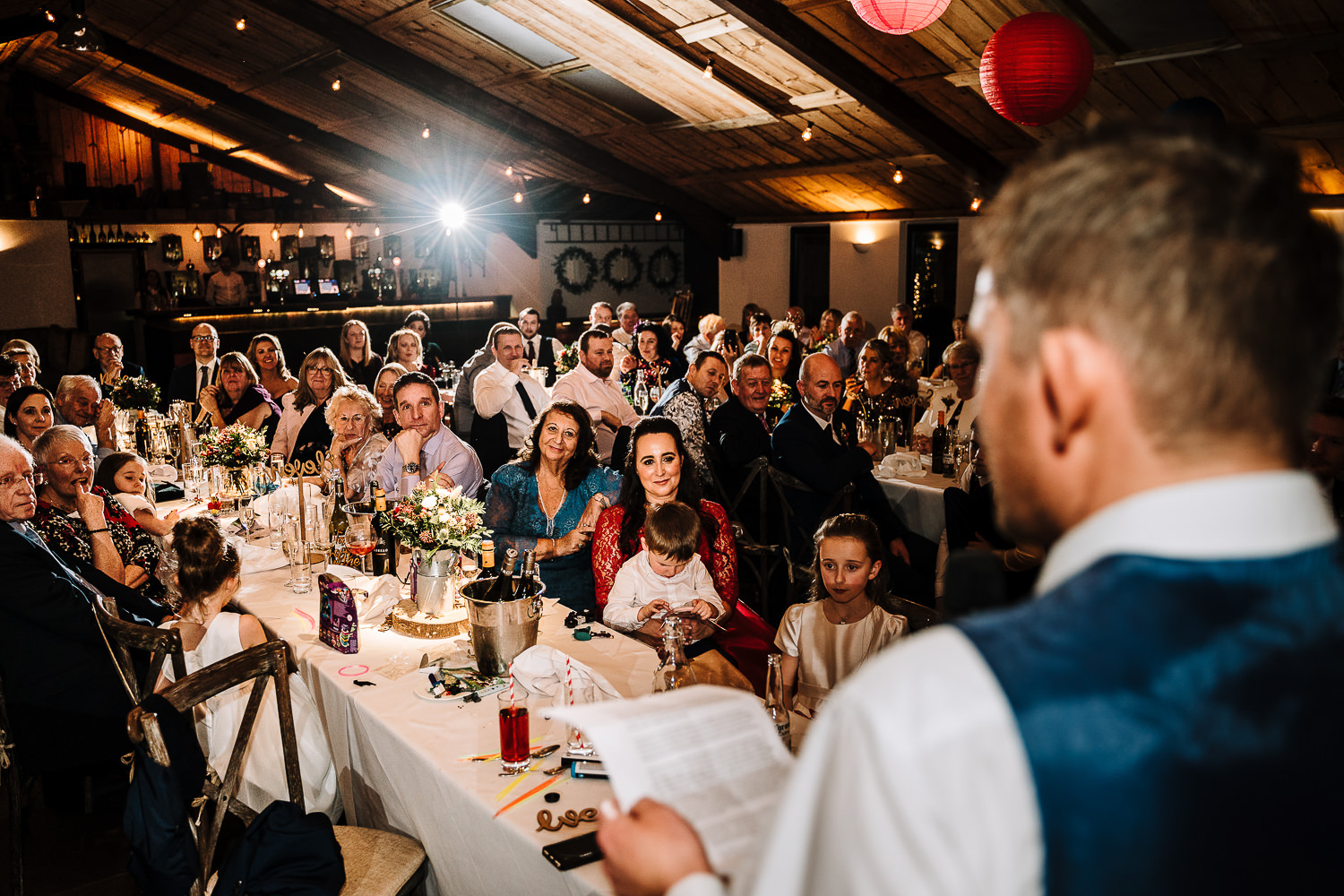 Grooms speech looking at the bride