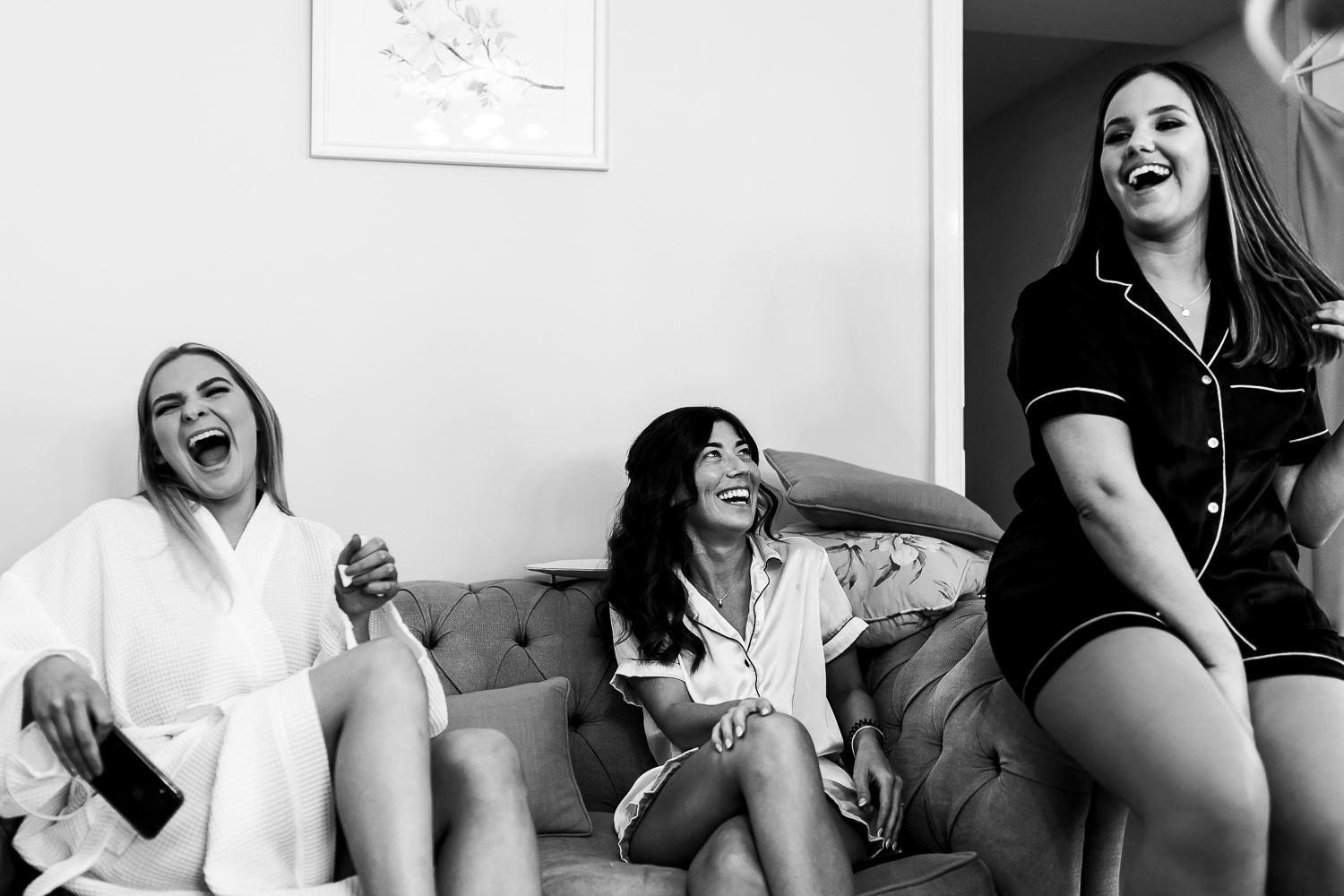 Sandhole Oak Barn Wedding Photography 12 bride laughing with her guests