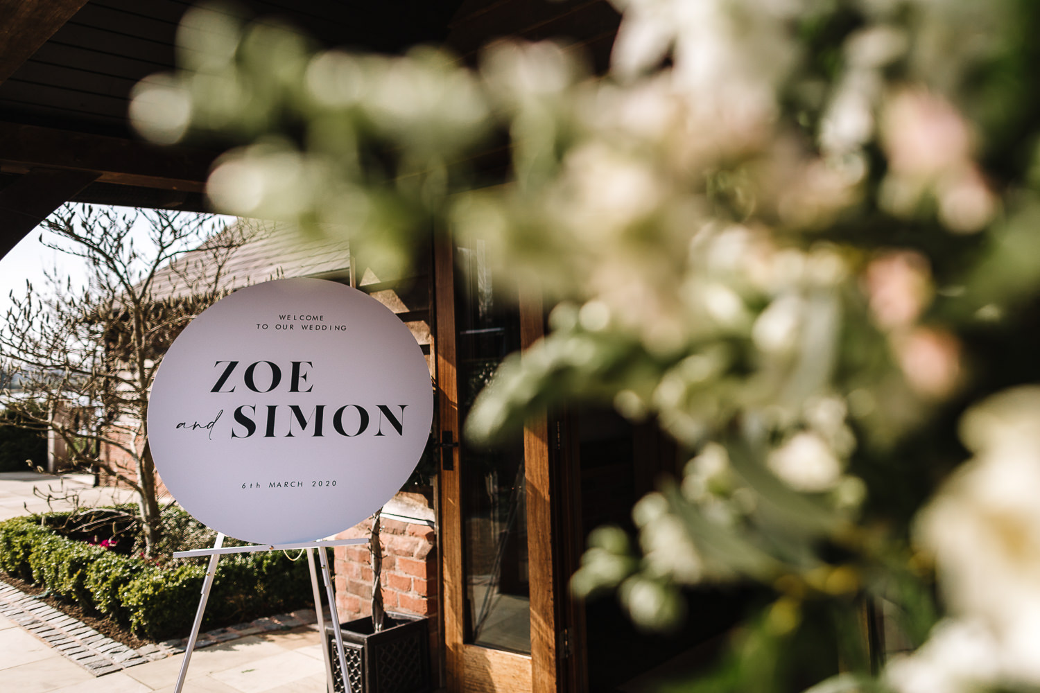 Sandhole Oak Barn Wedding Photography 22 Wedding sign at Sandhole Oak Barn