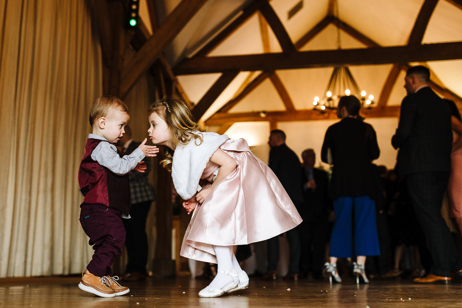 Sandhole Oak Barn Wedding Photography 46 Kids playing at Sandhole Oak Barn