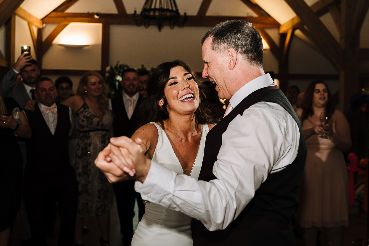 Sandhole Oak Barn Wedding Photography 87 Father and daughter dance