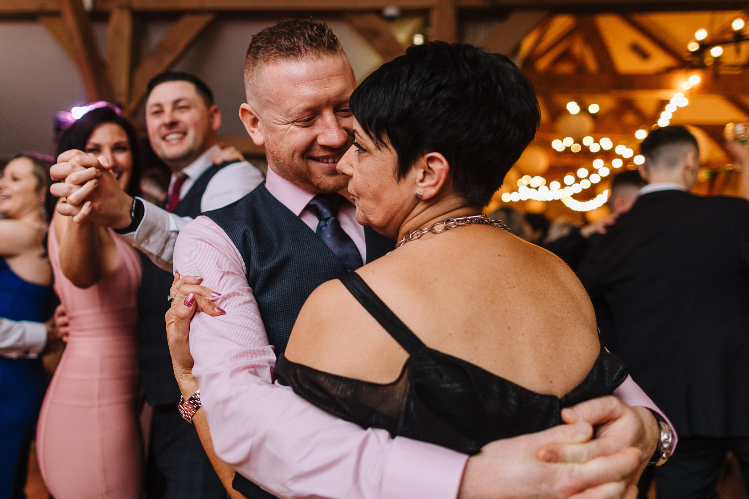 Sandhole Oak Barn Wedding Photography 89 Guests dancing