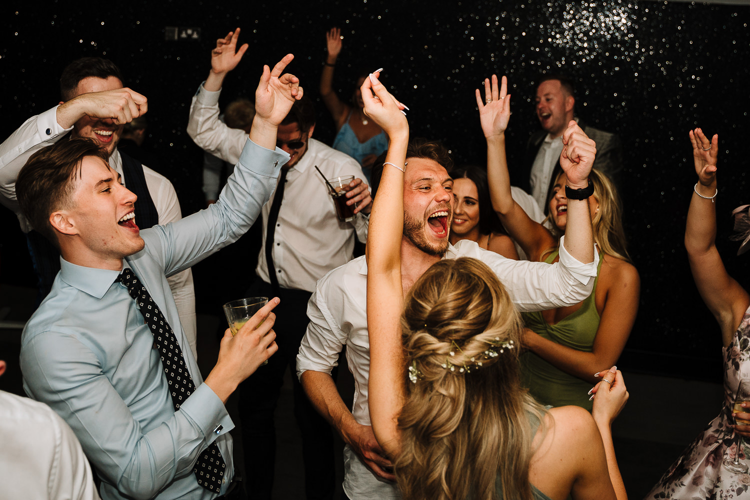 Wedding party dancing at Delamere Manor