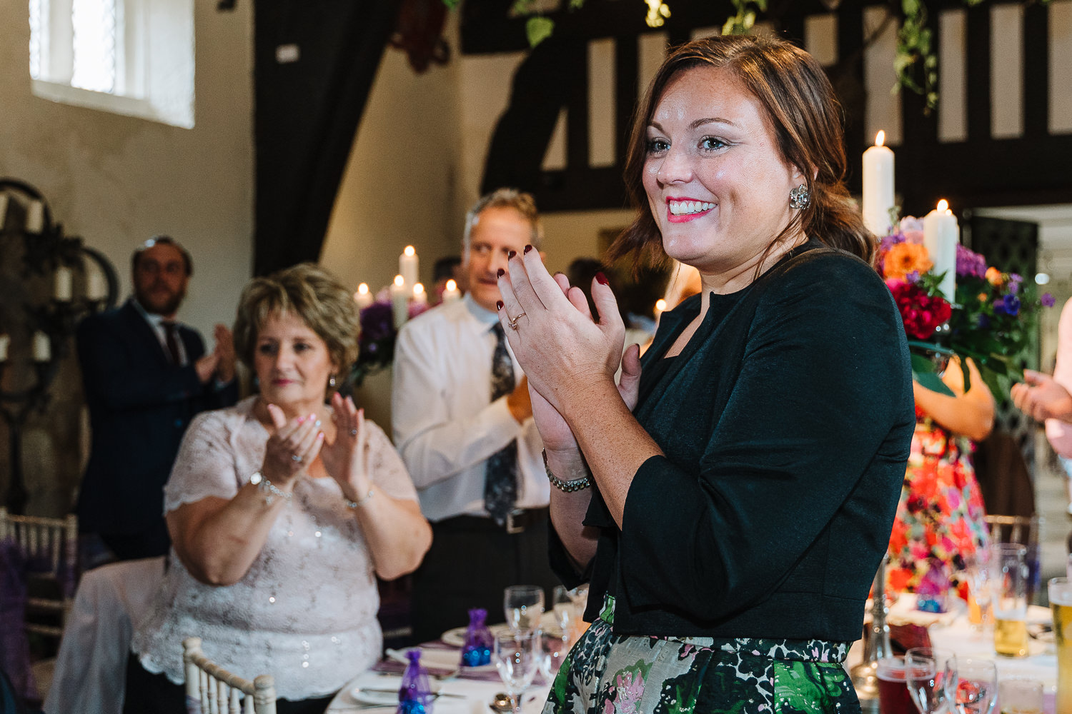 Samlesbury Hall Wedding Photography 26 Standing ovation at Samlesbury Hall