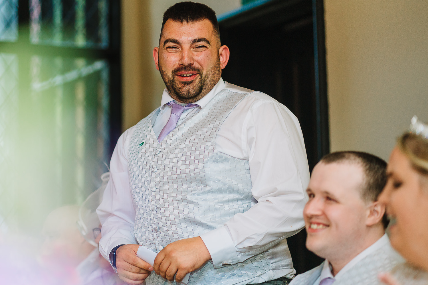 Samlesbury Hall Wedding Photography 27 Best man speech at Samlesbury Hall