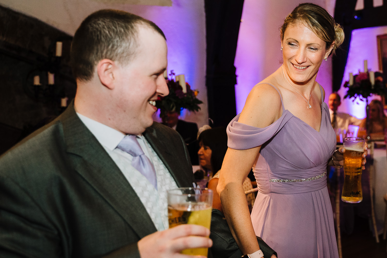 Samlesbury Hall Wedding Photography 33 Groom and bridesmaid