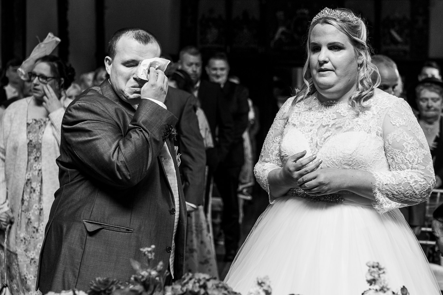 Samlesbury Hall Wedding Photography 6 Groom crying with the bride
