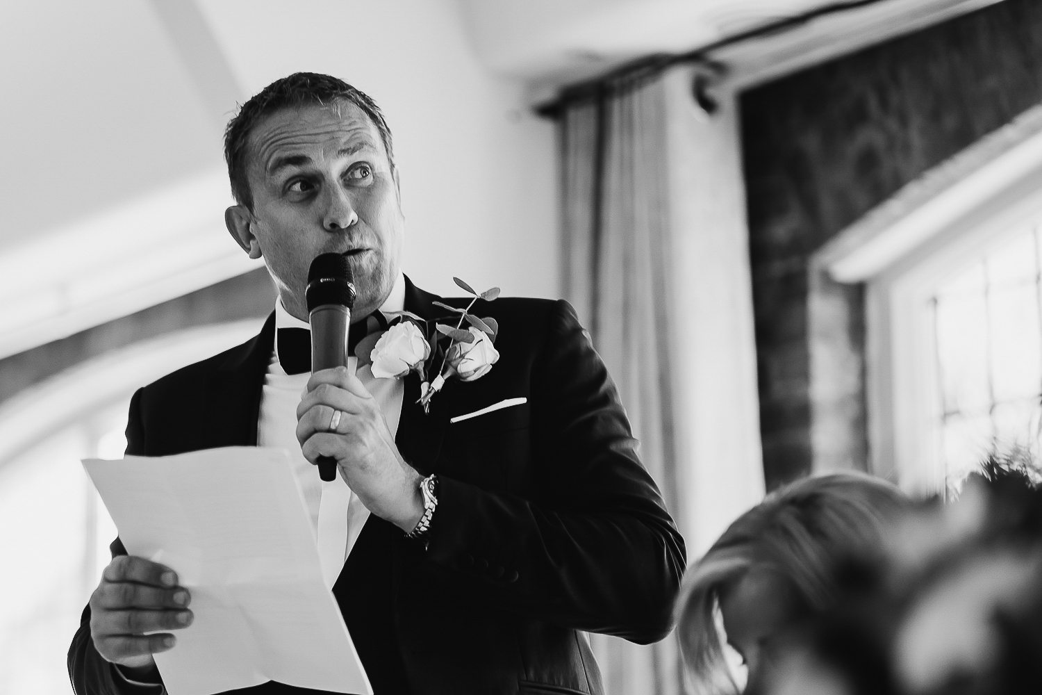 Colshaw Hall Wedding Photos 44 Speech at Colshaw Hall