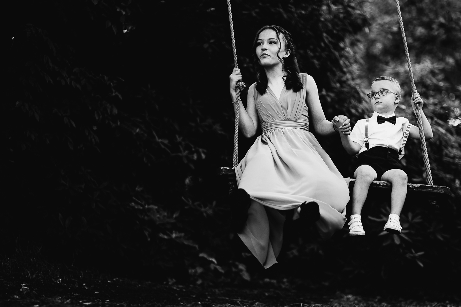 Iscoyd Park Wedding 32 Kids on the swing at Iscoyd Park