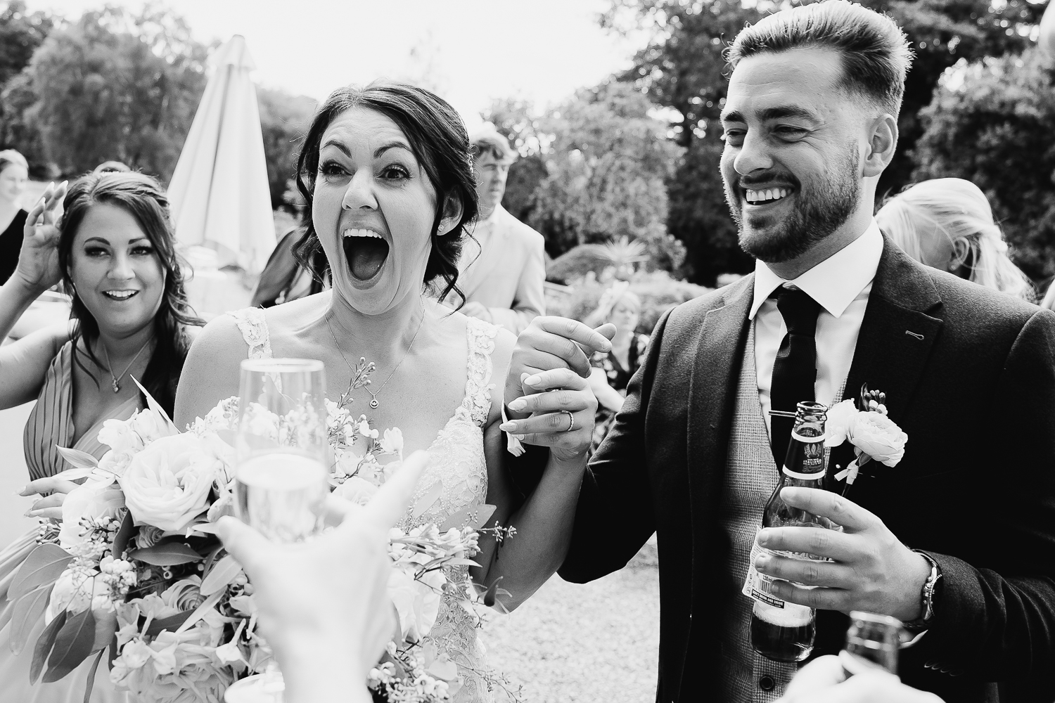 Iscoyd Park Wedding 37 bride and groomsmen laughing