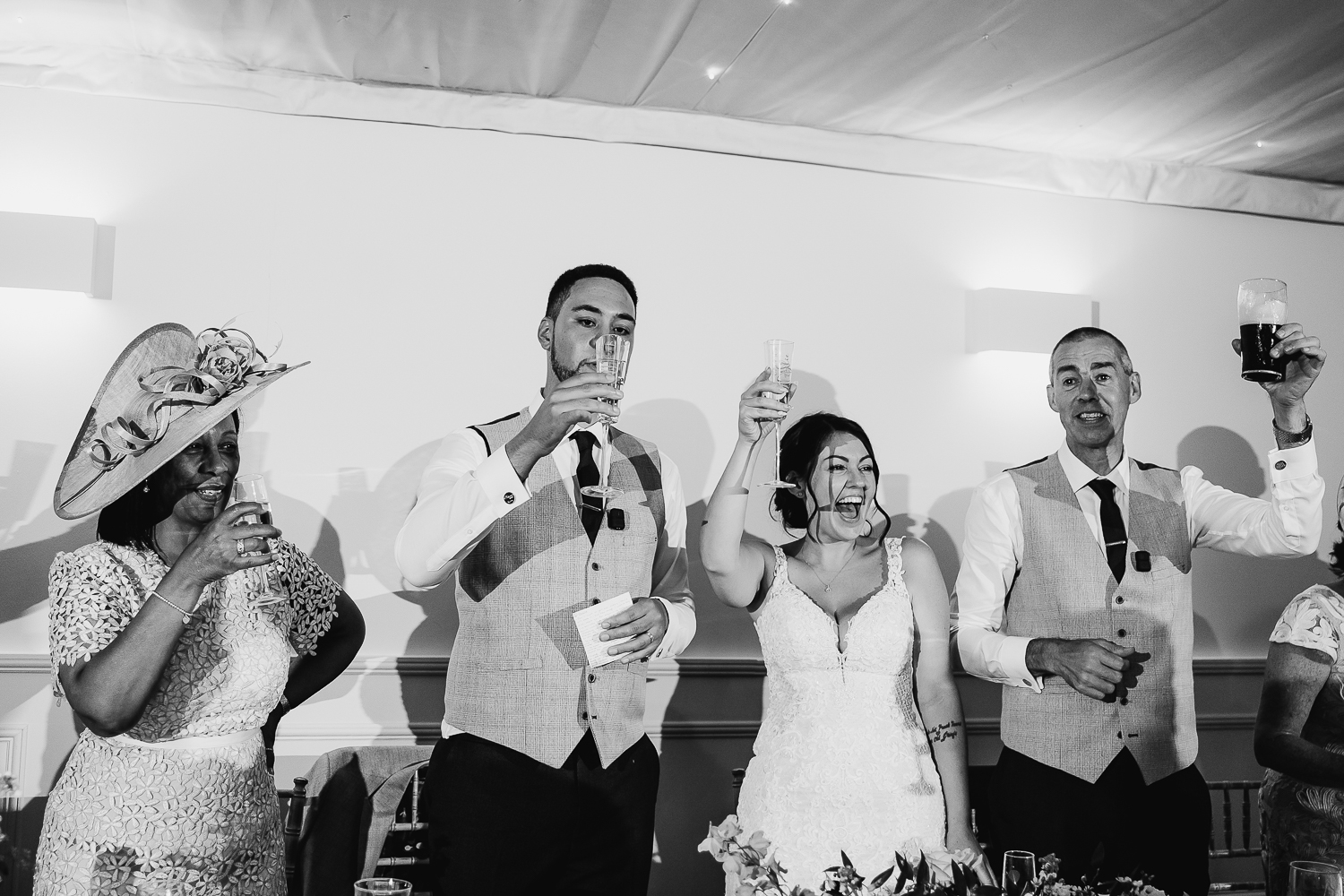 Iscoyd Park Wedding 51 Top table doing a toast