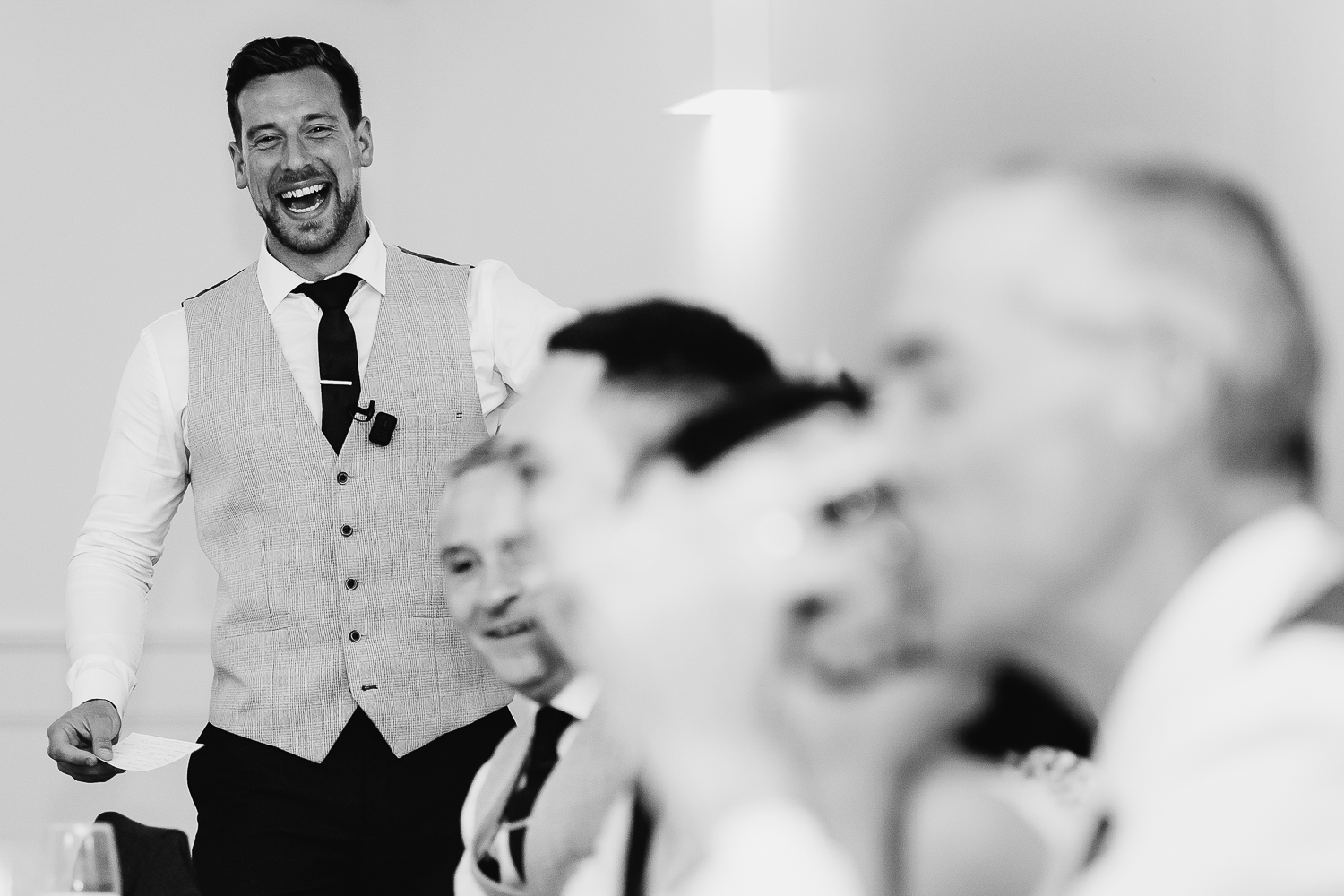 Iscoyd Park Wedding 52 Best man laughing during his speech